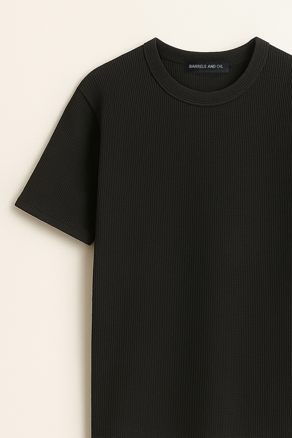 Waffle erkek t-shirt-9047 Siyah