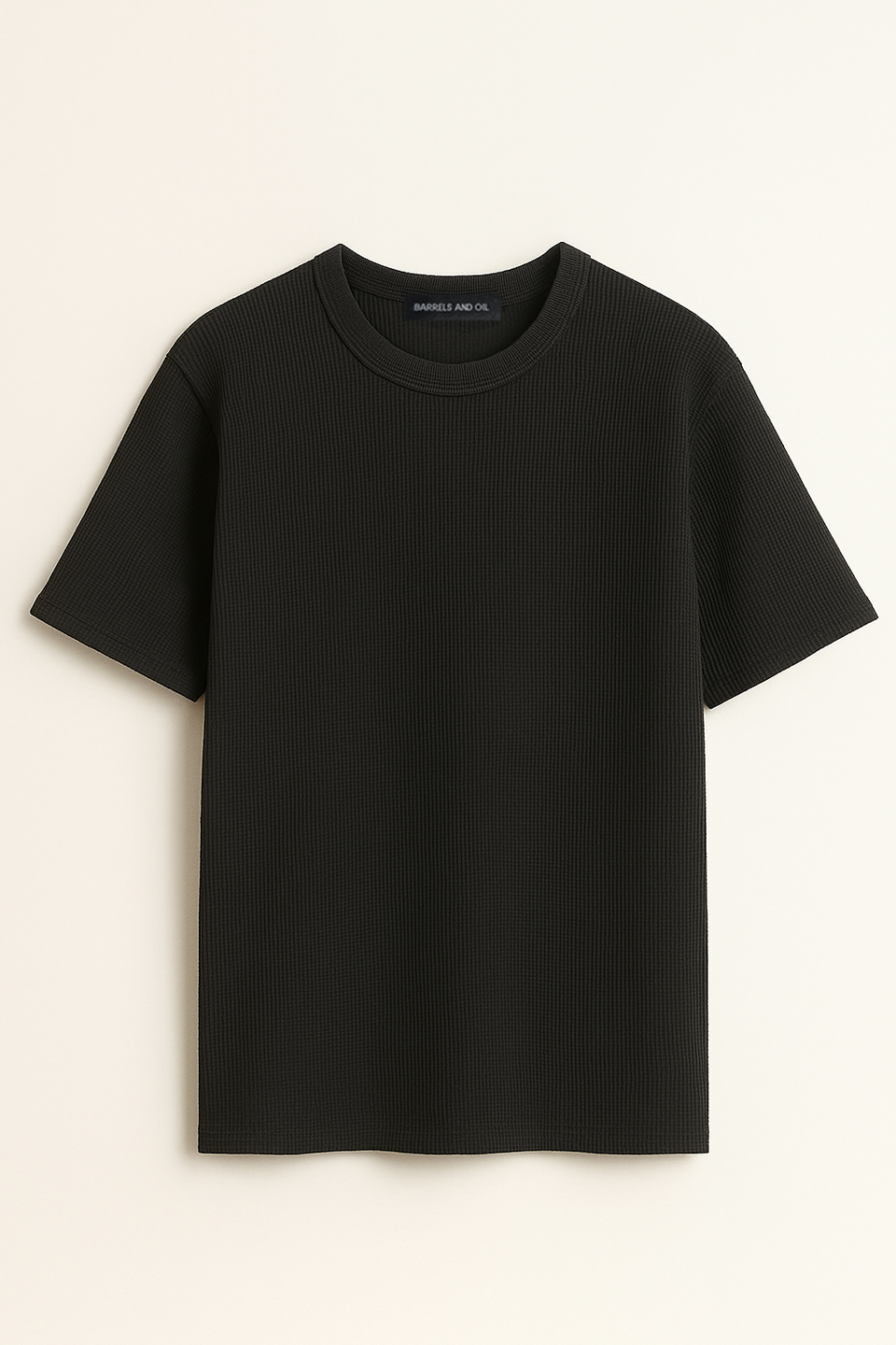 Waffle erkek t-shirt-9047 Siyah
