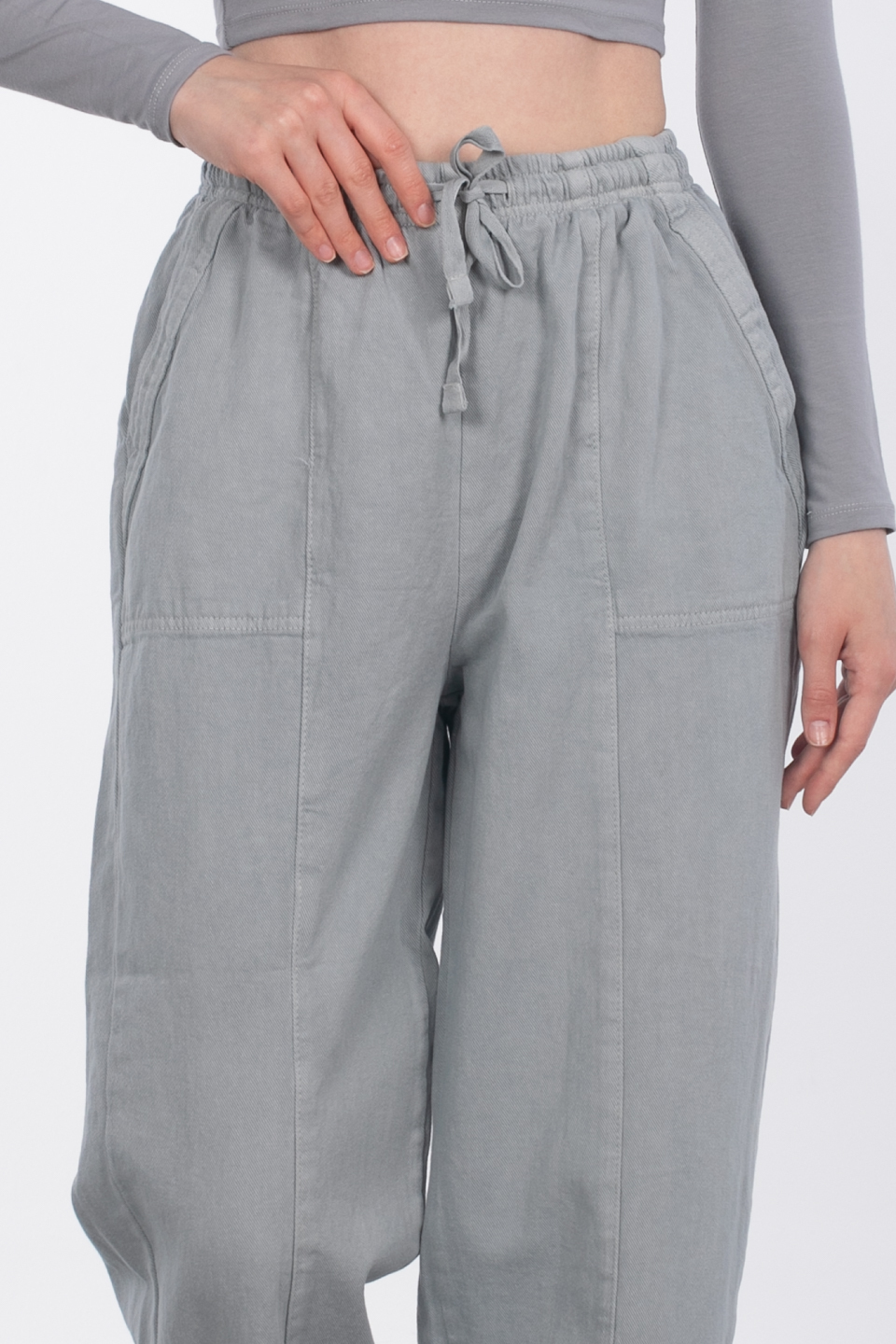Yıkamalı havuç pantolon-3913 Gri