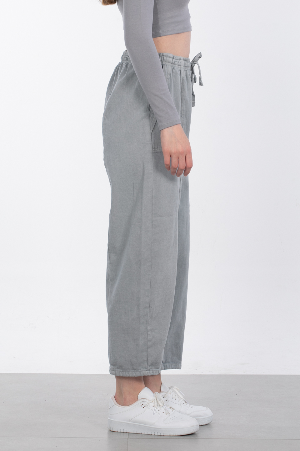 Yıkamalı havuç pantolon-3913 Gri