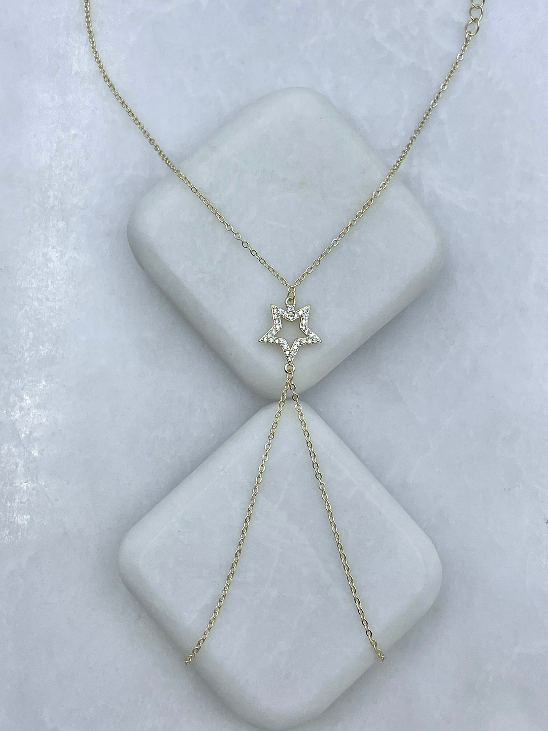 Altın Kaplama Gömme Taşlı İçi Boş Yıldız Şahmeran Gold