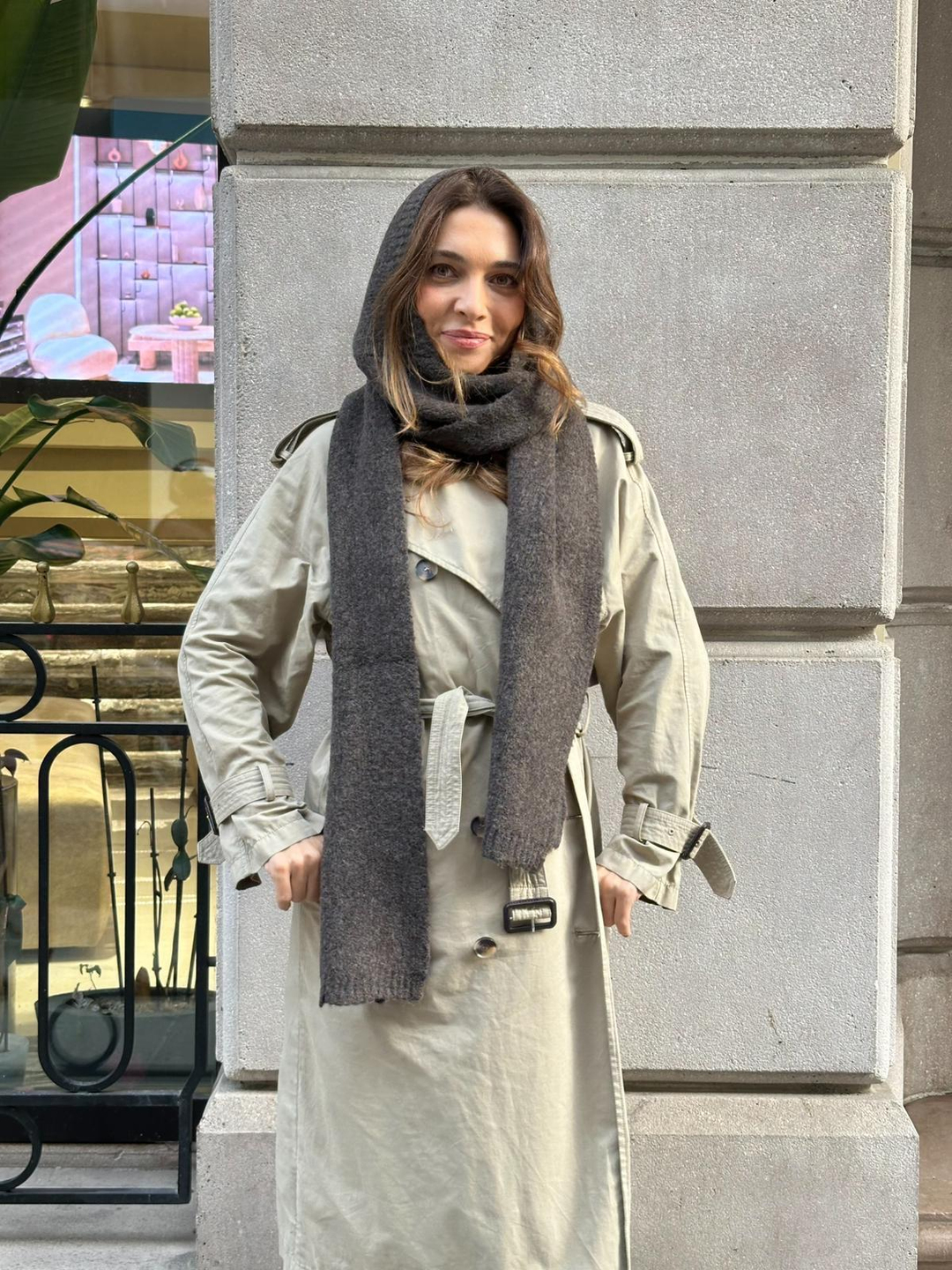 Kapüşonlu Tek Parça Atkı Acı Kahve