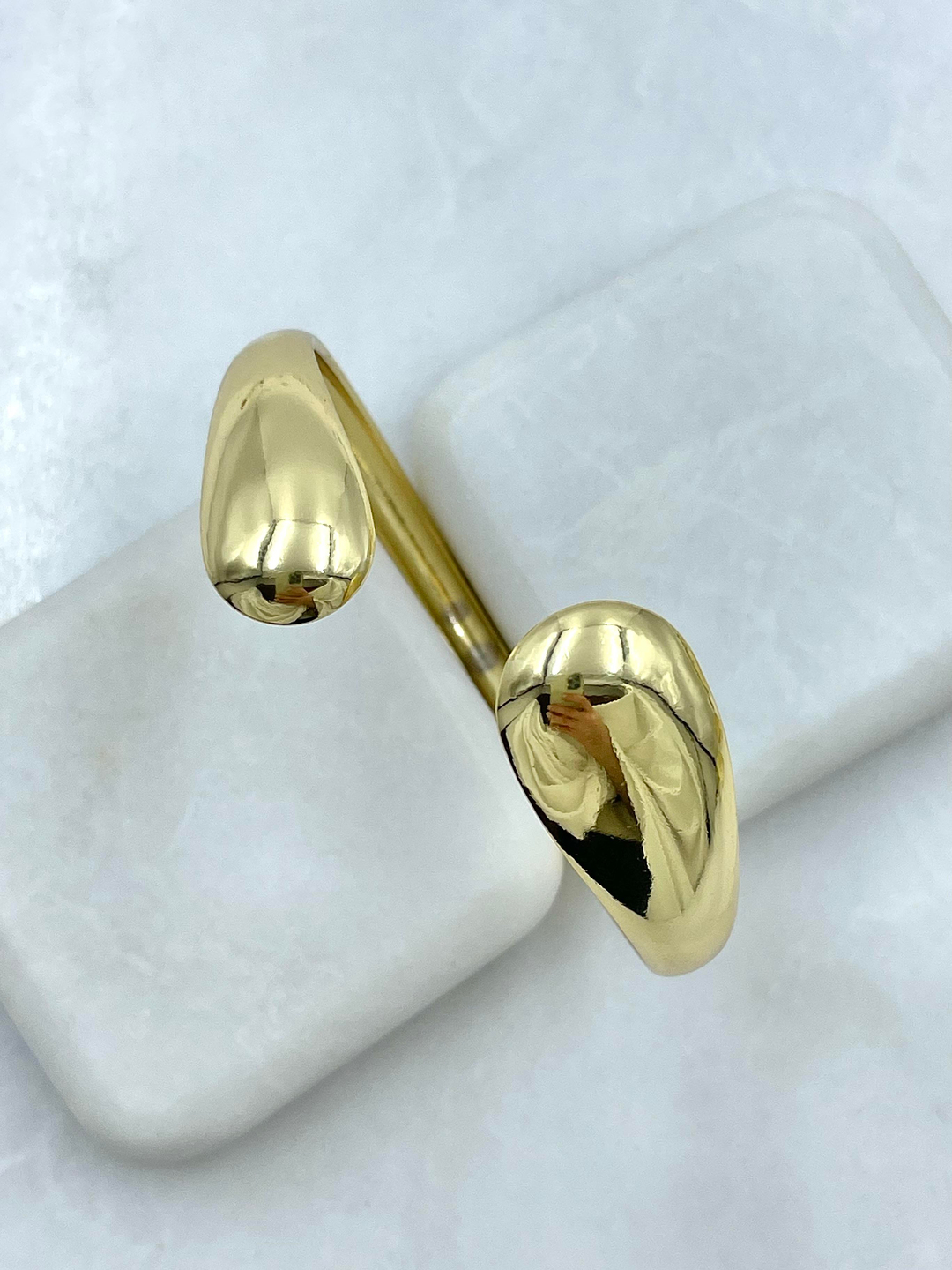 Çelik Bombeli İkili Sütun Kelepçe Bileklik Gold