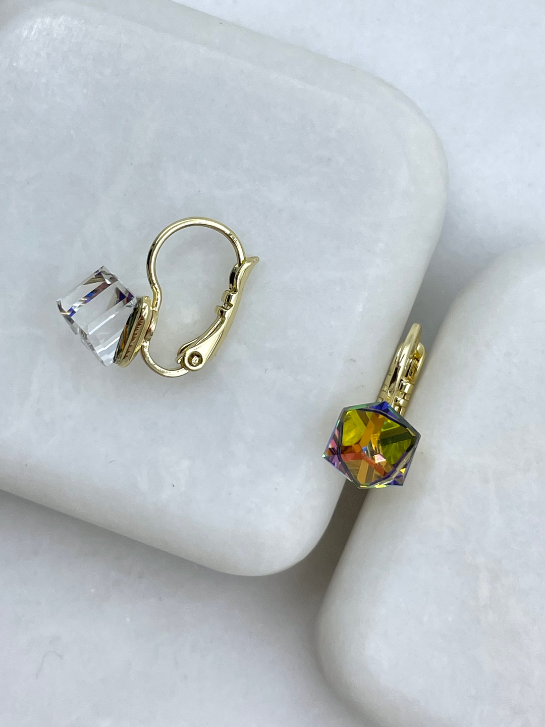 Özel Seri Renkli Swarovski Taşlı Küpe Gold