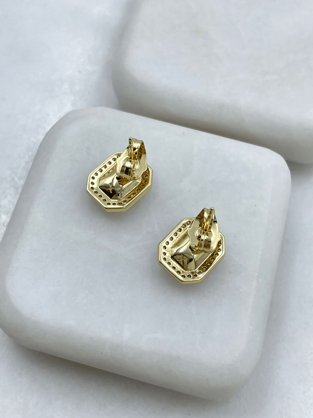 Özel Seri Swarovski Taşlı Baget Küpe Gold