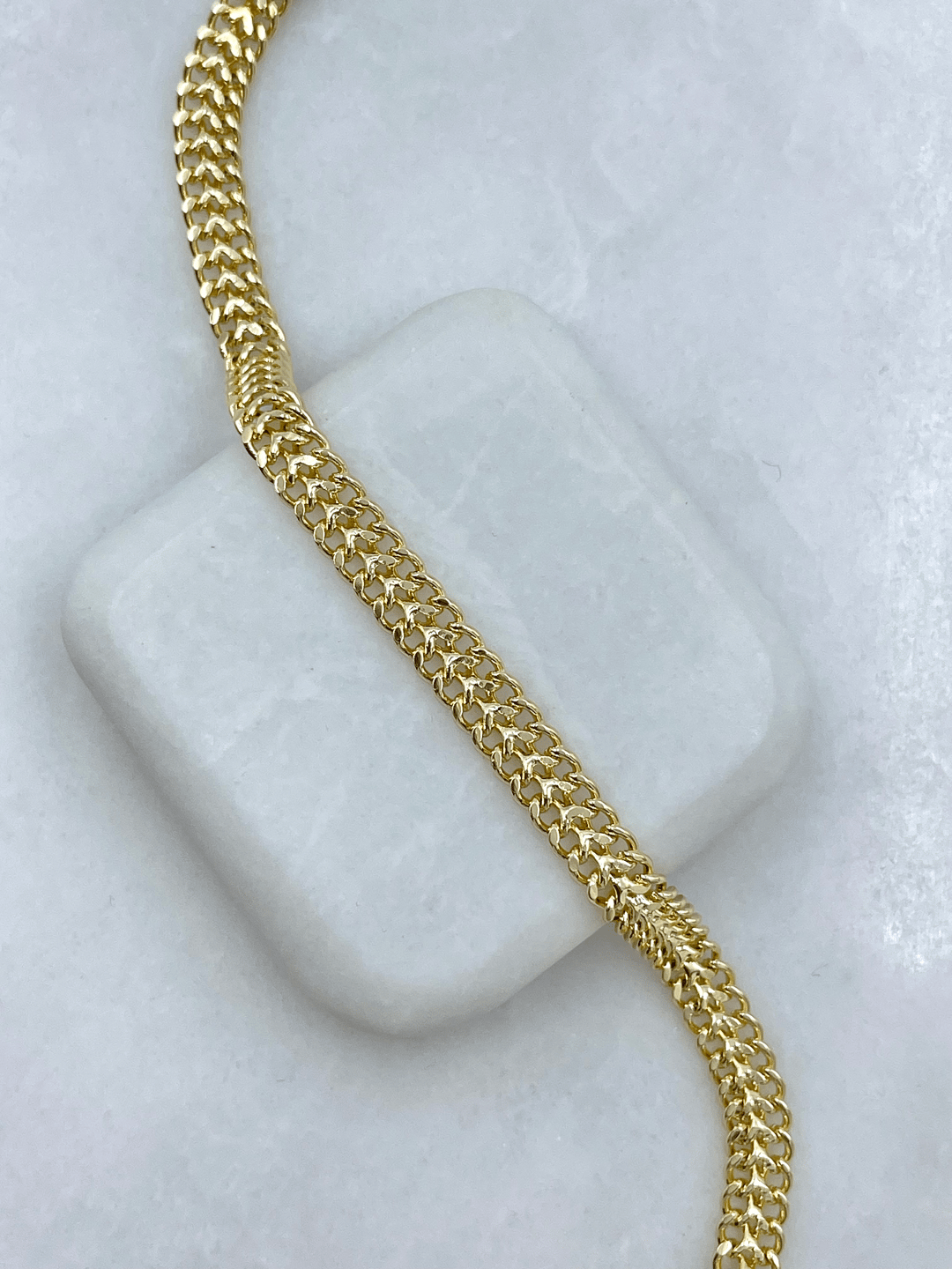 Altın Kaplama İkili Zincir Bileklik Gold