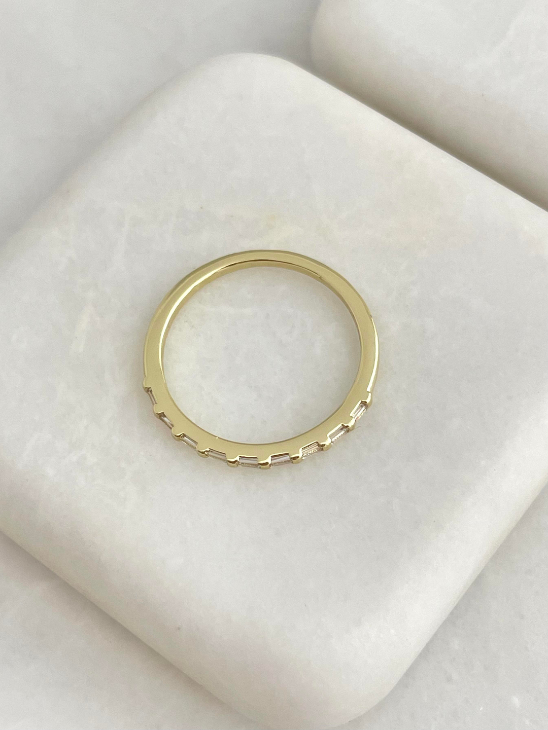 Altın Kaplama Minimal Baget Taşlı Yüzük Gold