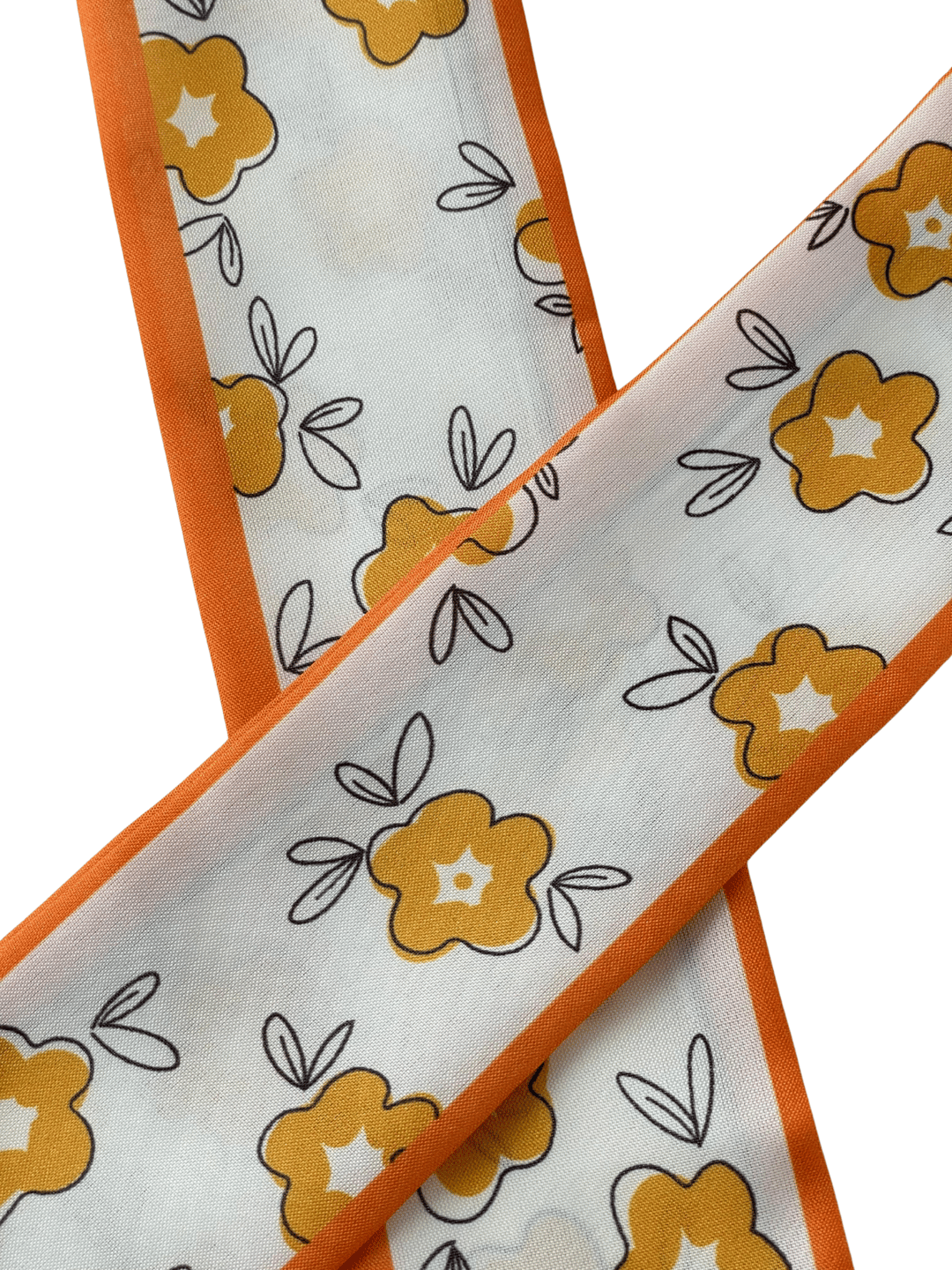 Çiçek Desenli Turuncu Bandana Fular Renkli