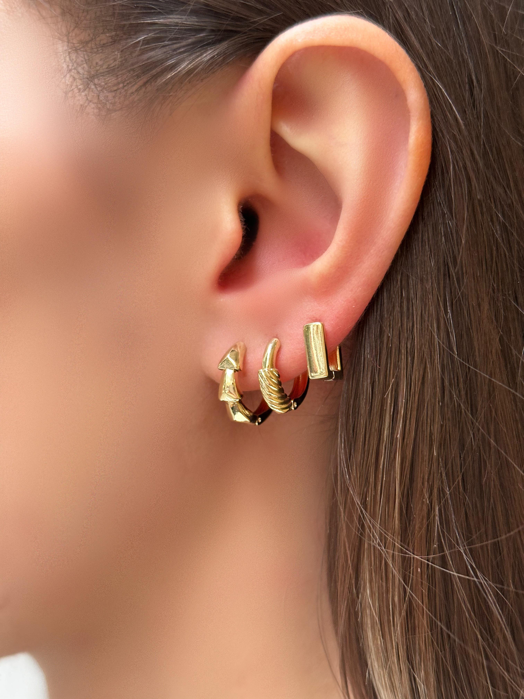 Özel Seri Minik Kare Küpe Gold