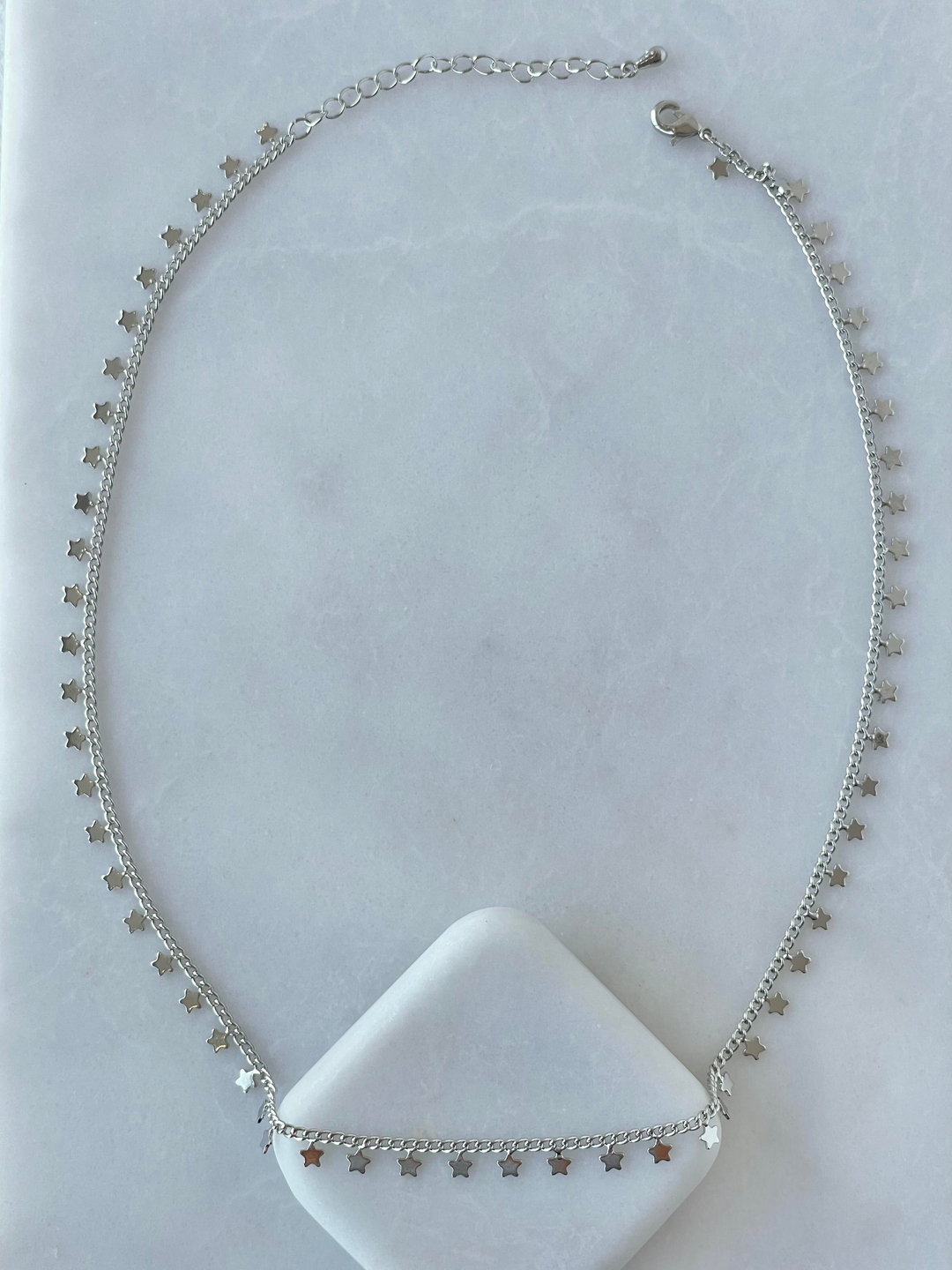 Altın Kaplama Yıldız Sallantılı Zincir Kolye Gümüş