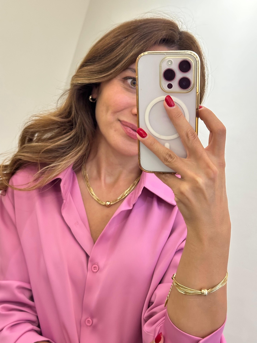 Özel Seri Çoklu Zincir Top Model Kolye Gold