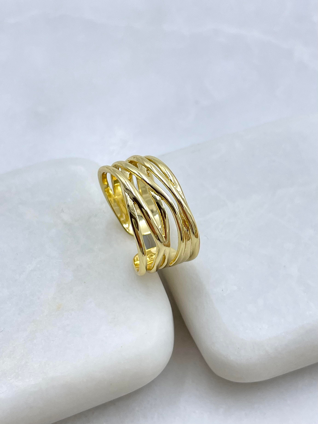 Altın Kaplama İkili Çapraz Model Yüzük Gold