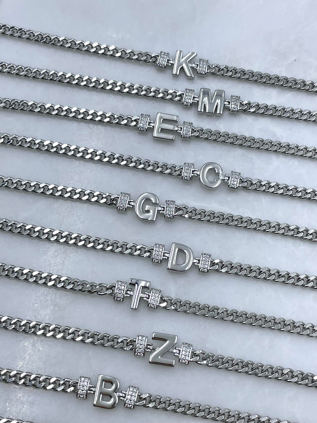 Altın Kaplama Harfli Zincir Bileklik Gümüş