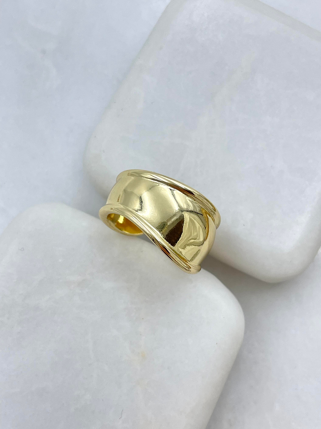 Altın Kaplama Asimetrik Plaka Yüzük Gold