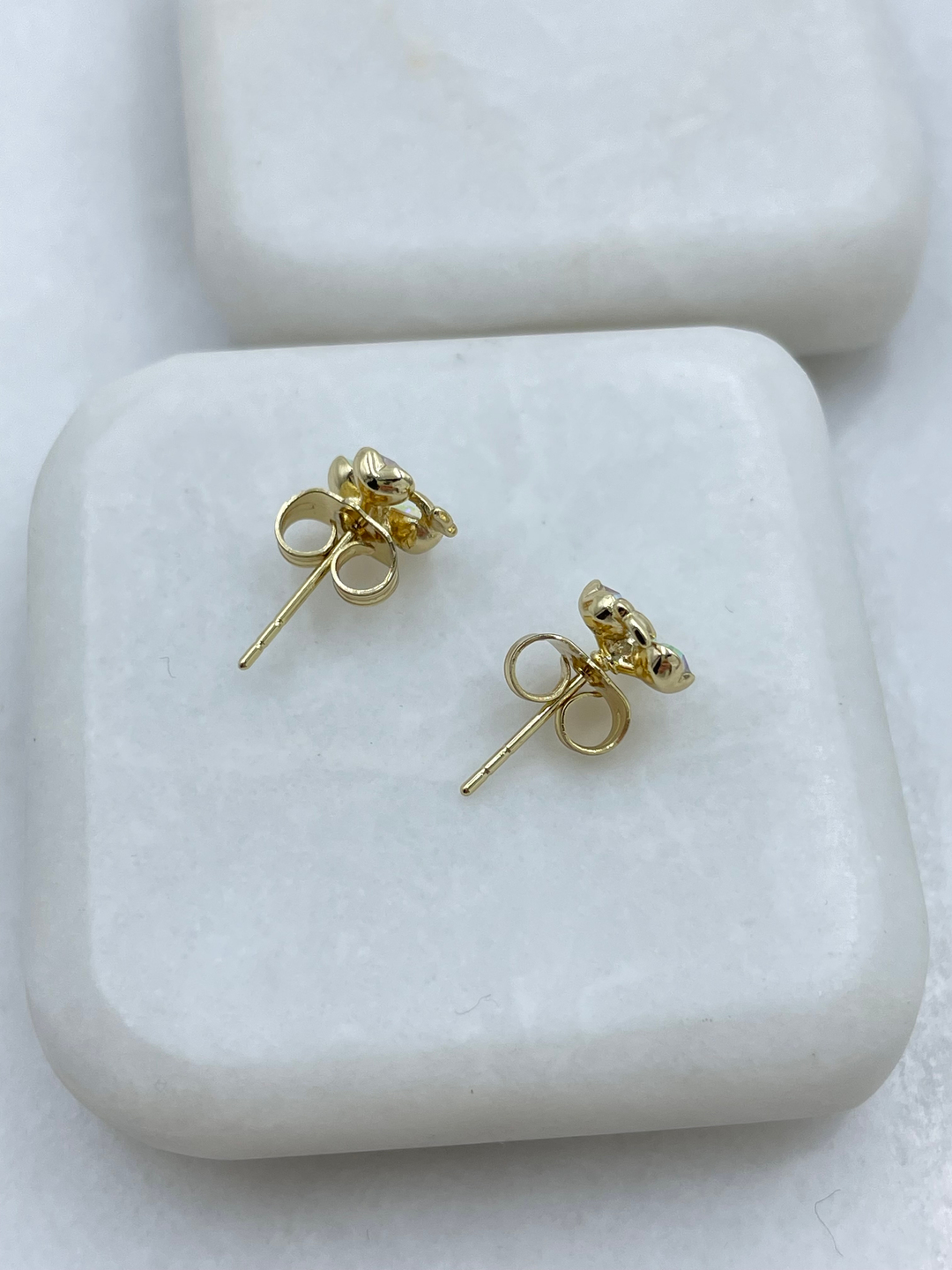 Özel Seri Swarovski Taşlı Minik Üçlü Kalp Küpe Gold