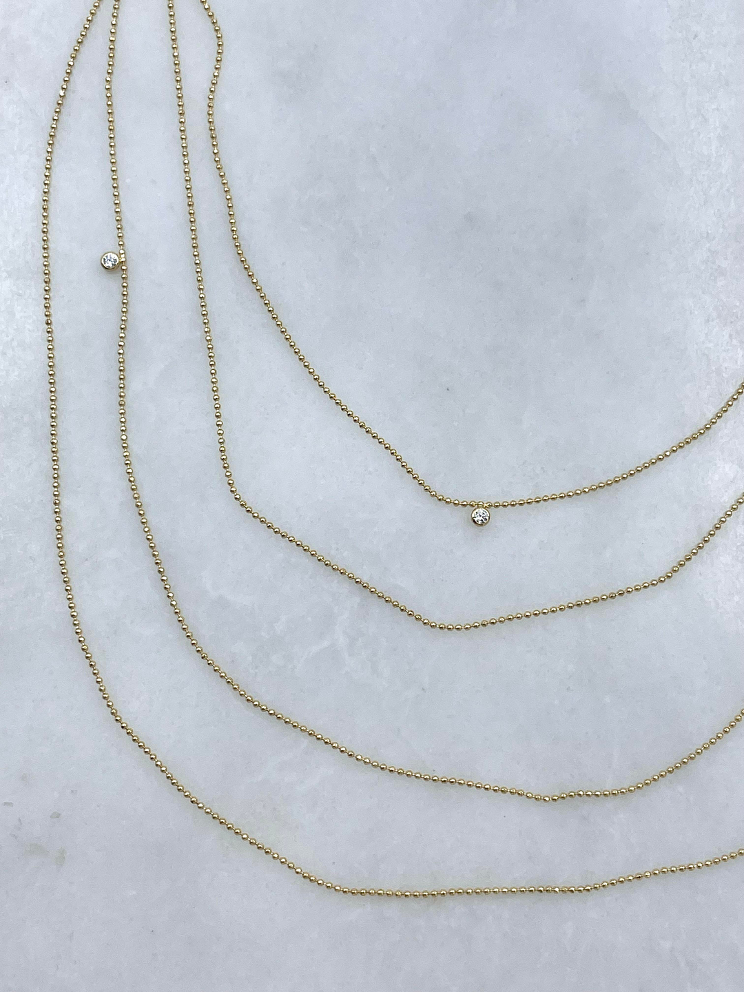 Altın Kaplama Minimal Kristal Taşlı Dörtlü Zincir Kolye Gold