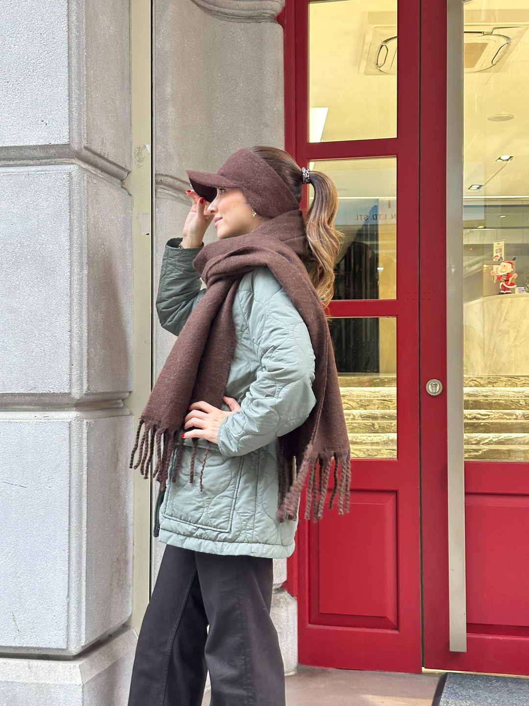 Peluş Esnek Vizör Şapka Kahve