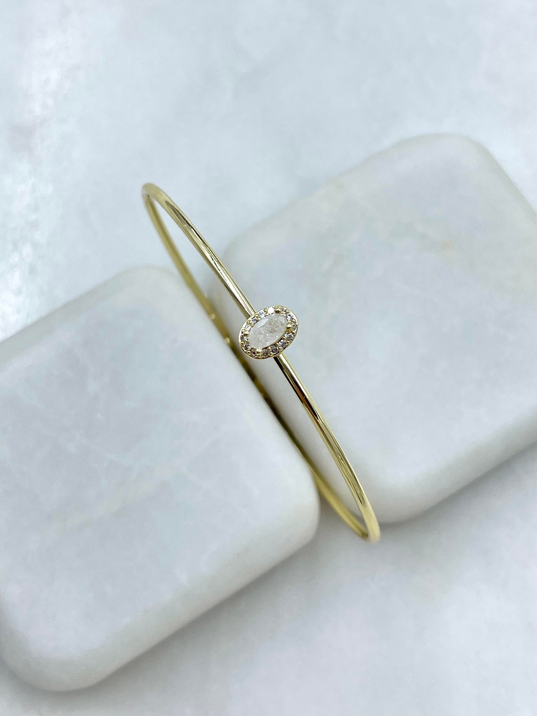 Altın Kaplama Kristal Taşlı Minimal Kelepçe Bleklik Gold