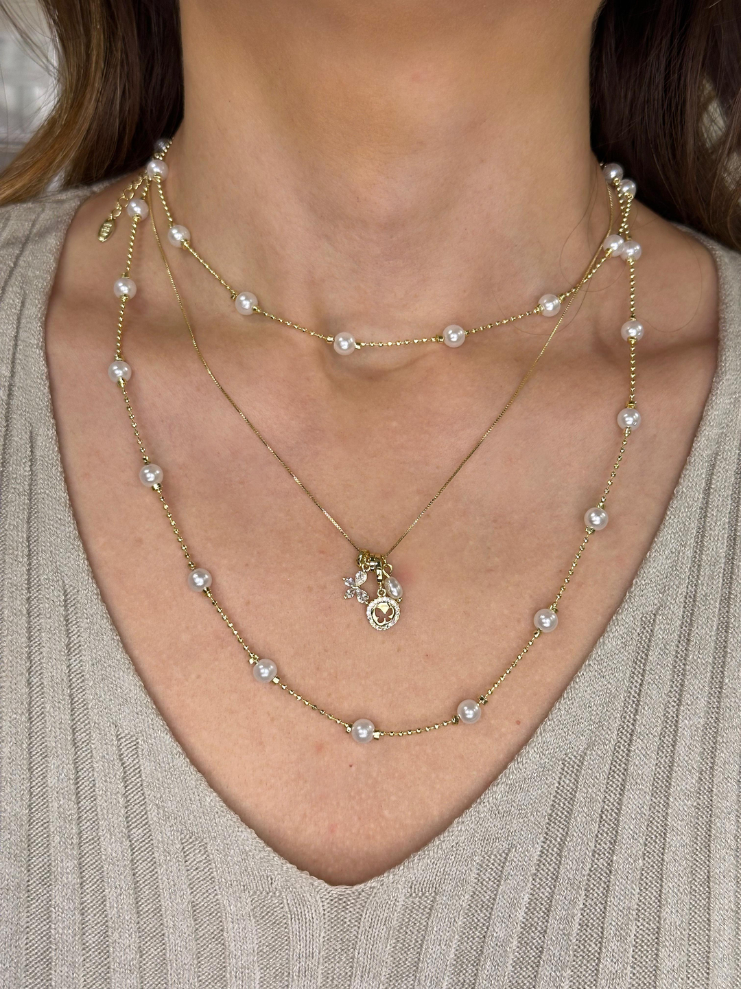 Altın Kaplama Minimal Kelebek Charmlı Zincir Kolye Gold