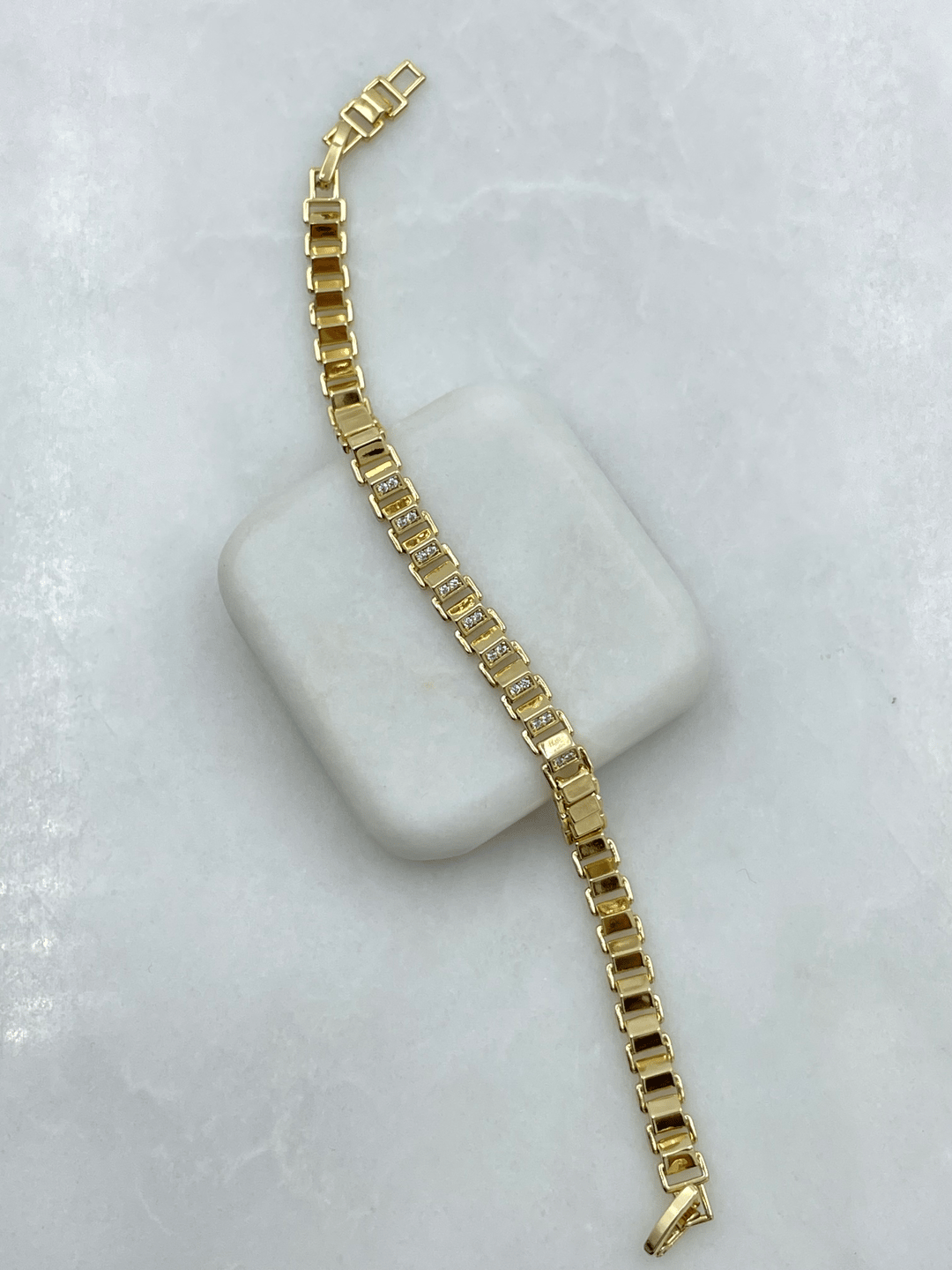 Özel Seri Zirkon Taşlı Tasarım Bileklik Gold