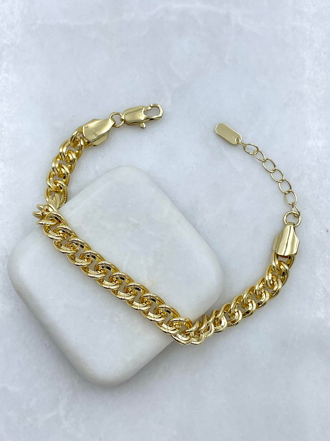 Altın Kaplama İkili Zincir Model Bileklik Gold