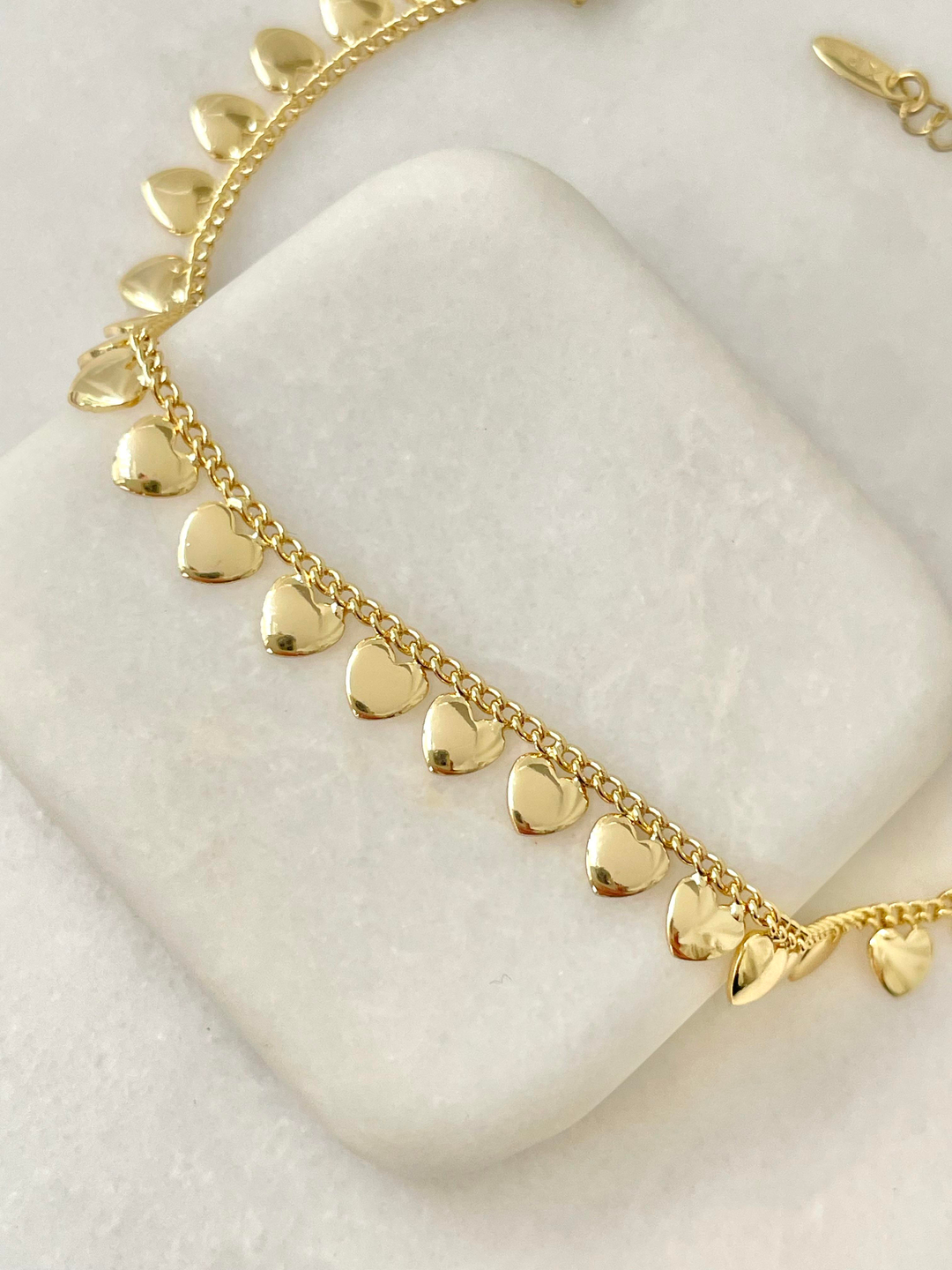 Özel Seri Dizi Kalp Plaka Bileklik Gold