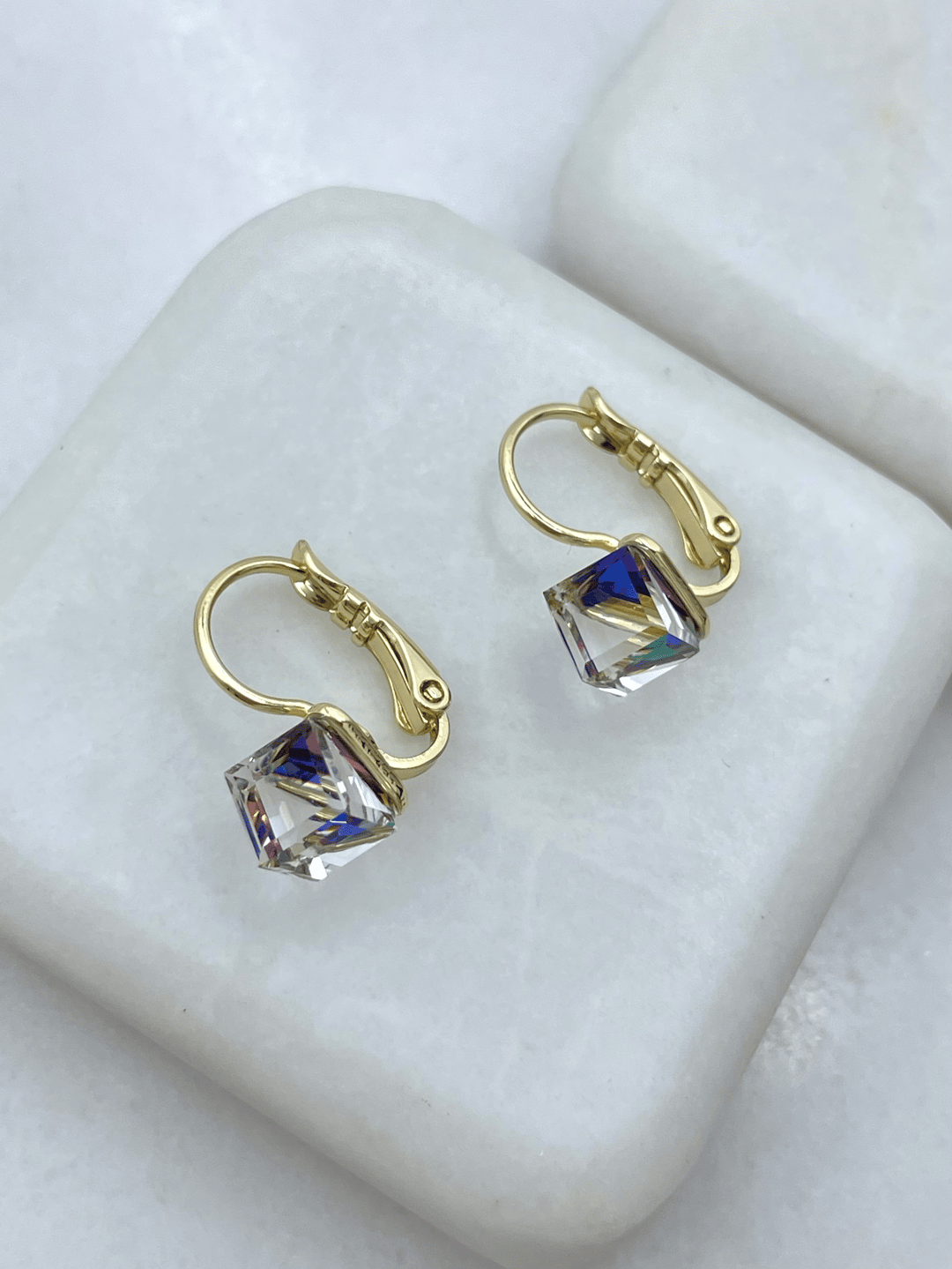 Özel Seri Renkli Swarovski Taşlı Küpe Gold