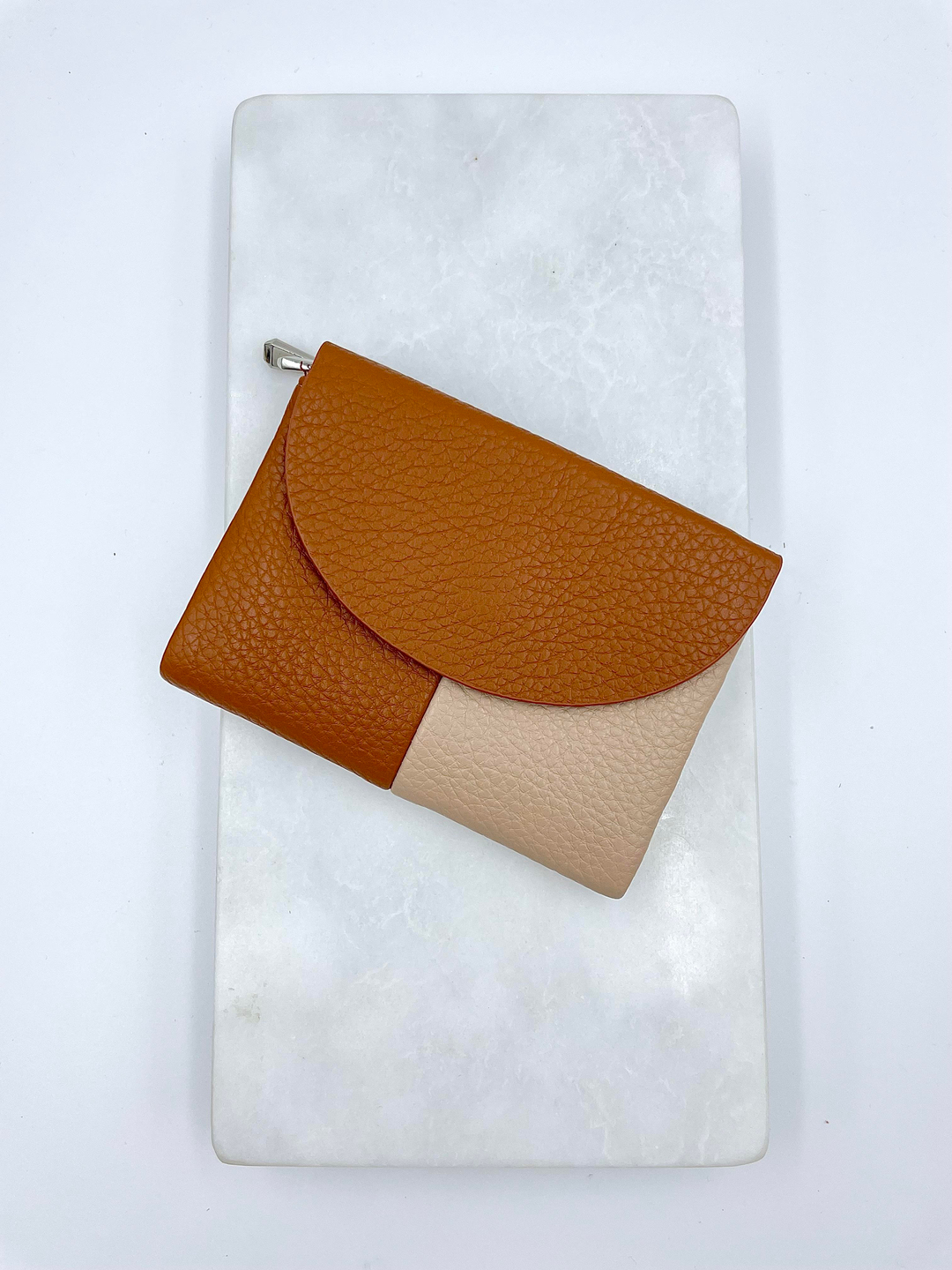 Çift Renk Yumuşak Dokulu Cüzdan Camel