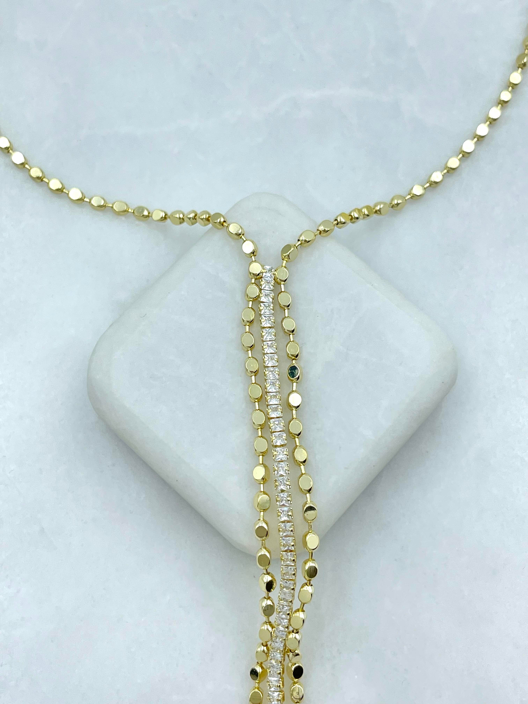 Altın Kaplama Su Yolu Arpa Zincir Y Model Kolye Gold