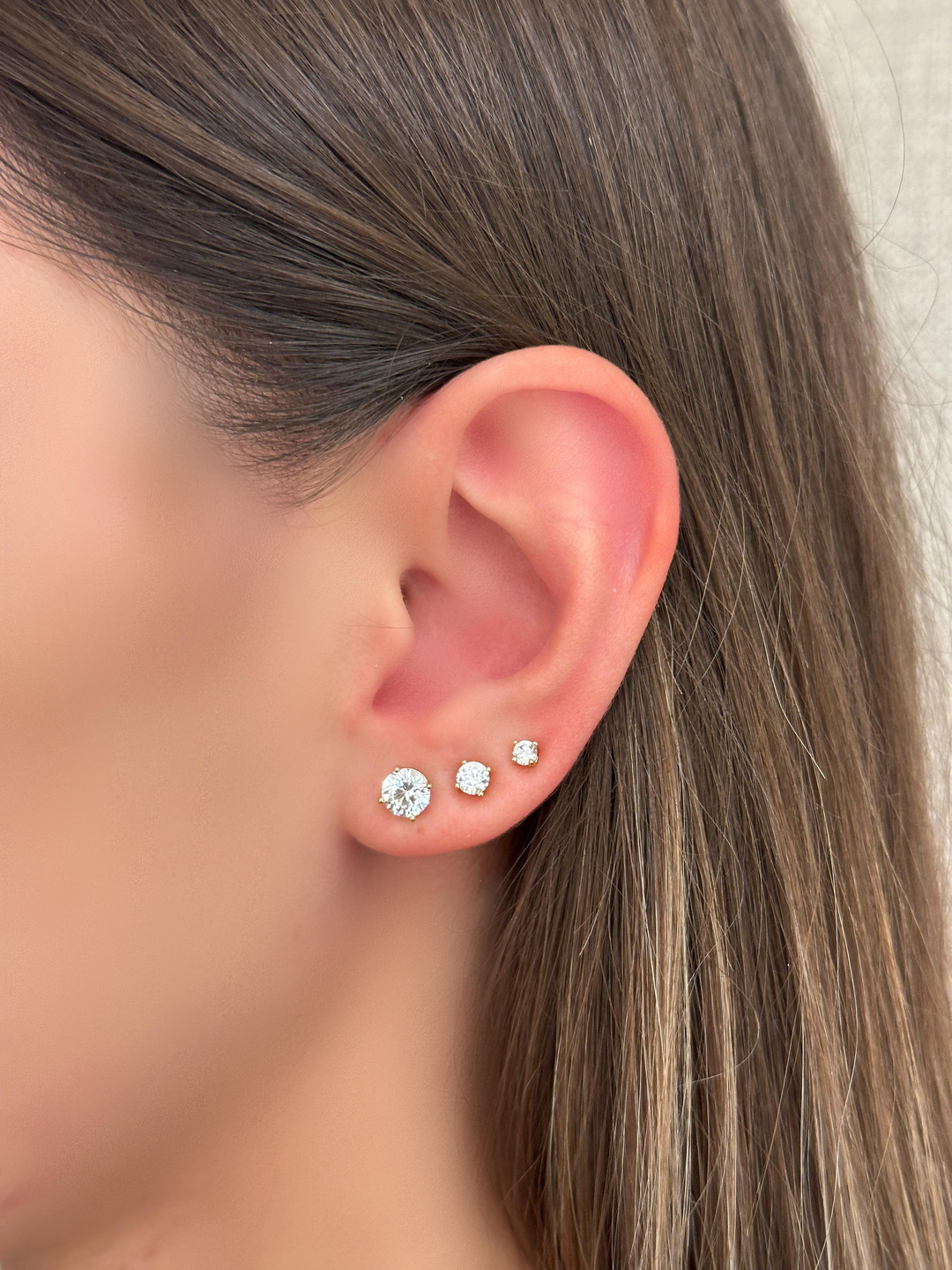 Özel Seri Minimal Kristal Küpe 0,4 cm Gold