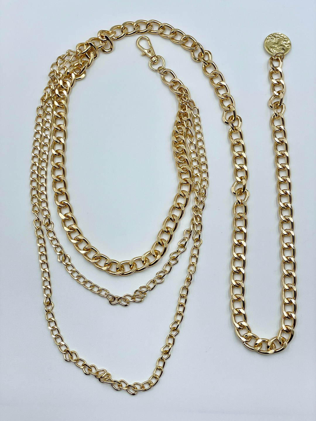 Madalyon Sallantılı Bel Zinciri Gold