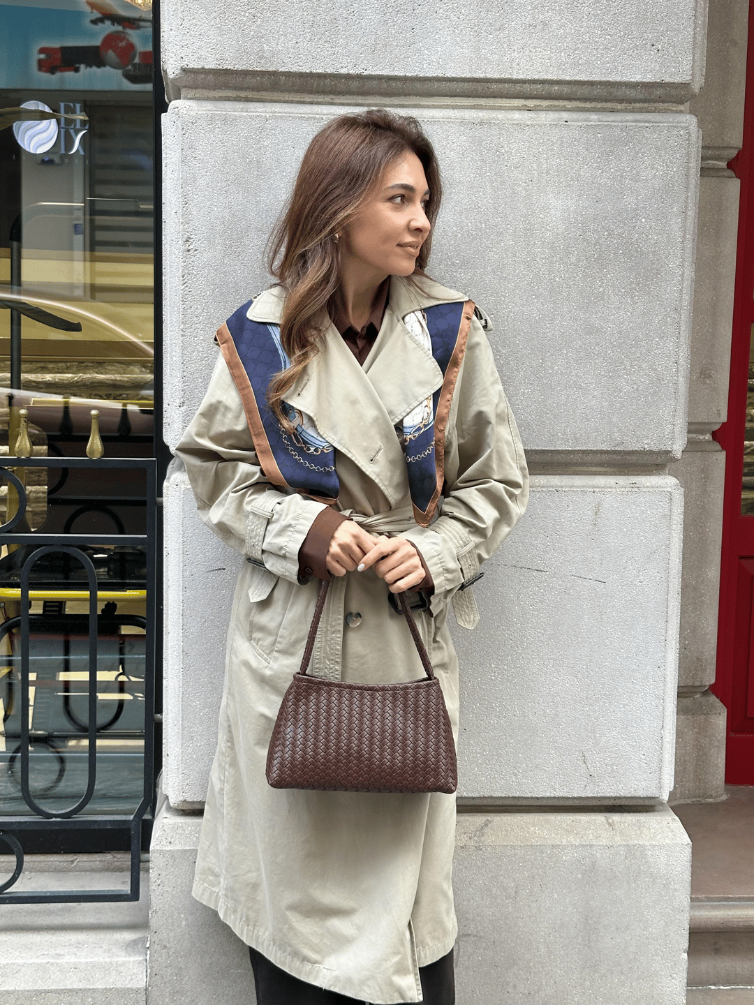 Zincir Desenli Fular 70 x 70 cm Renkli