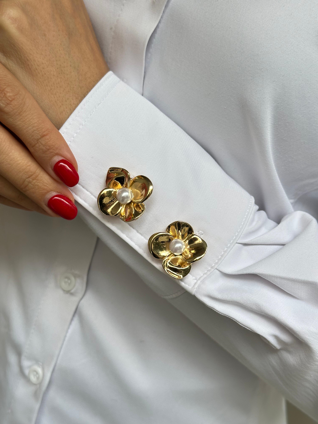 İnci Gold Çiçek Düğme Aksesuarı Gold