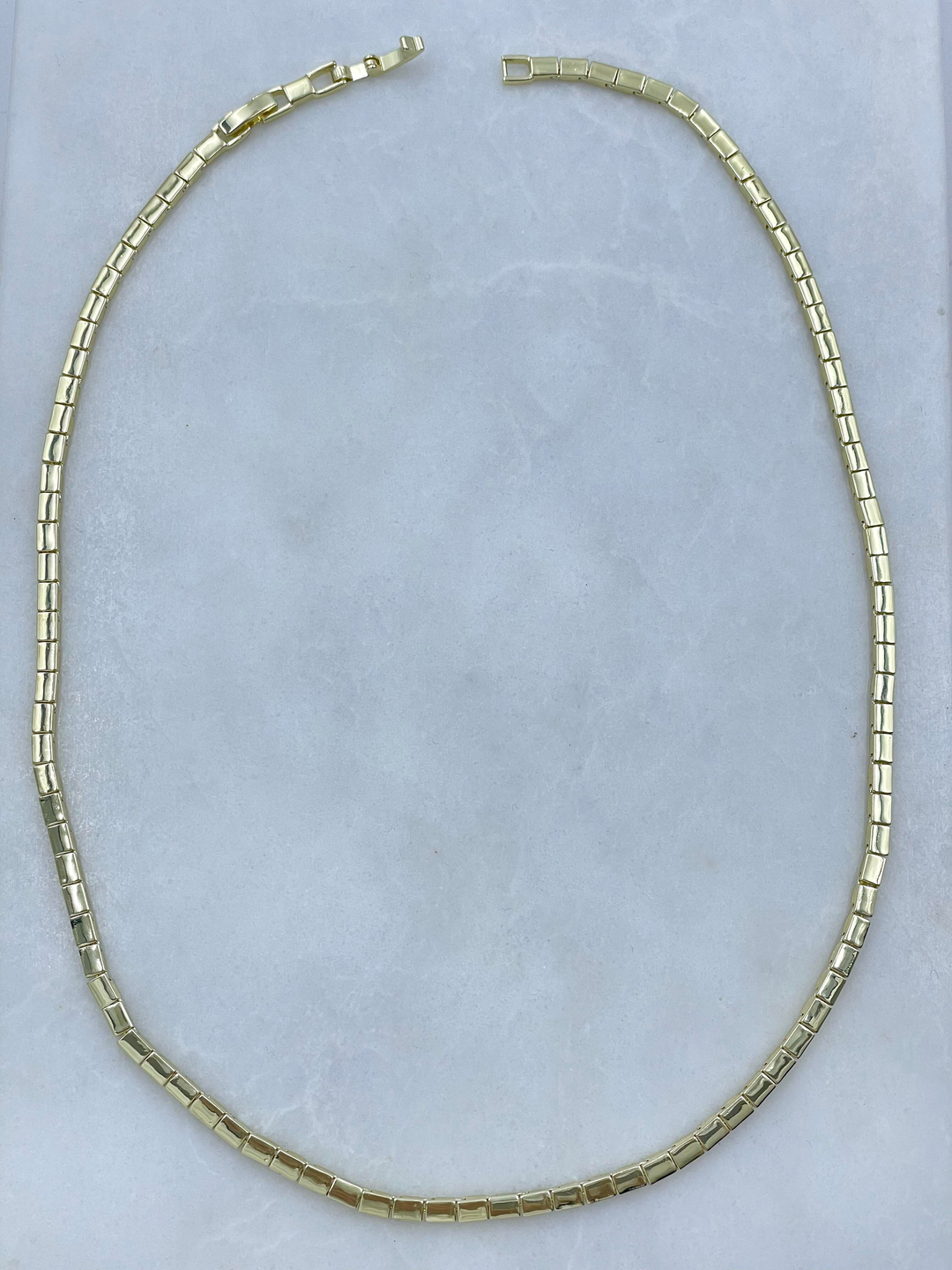 Altın Kaplama Kare Plaka Model Kolye 45 cm Gold