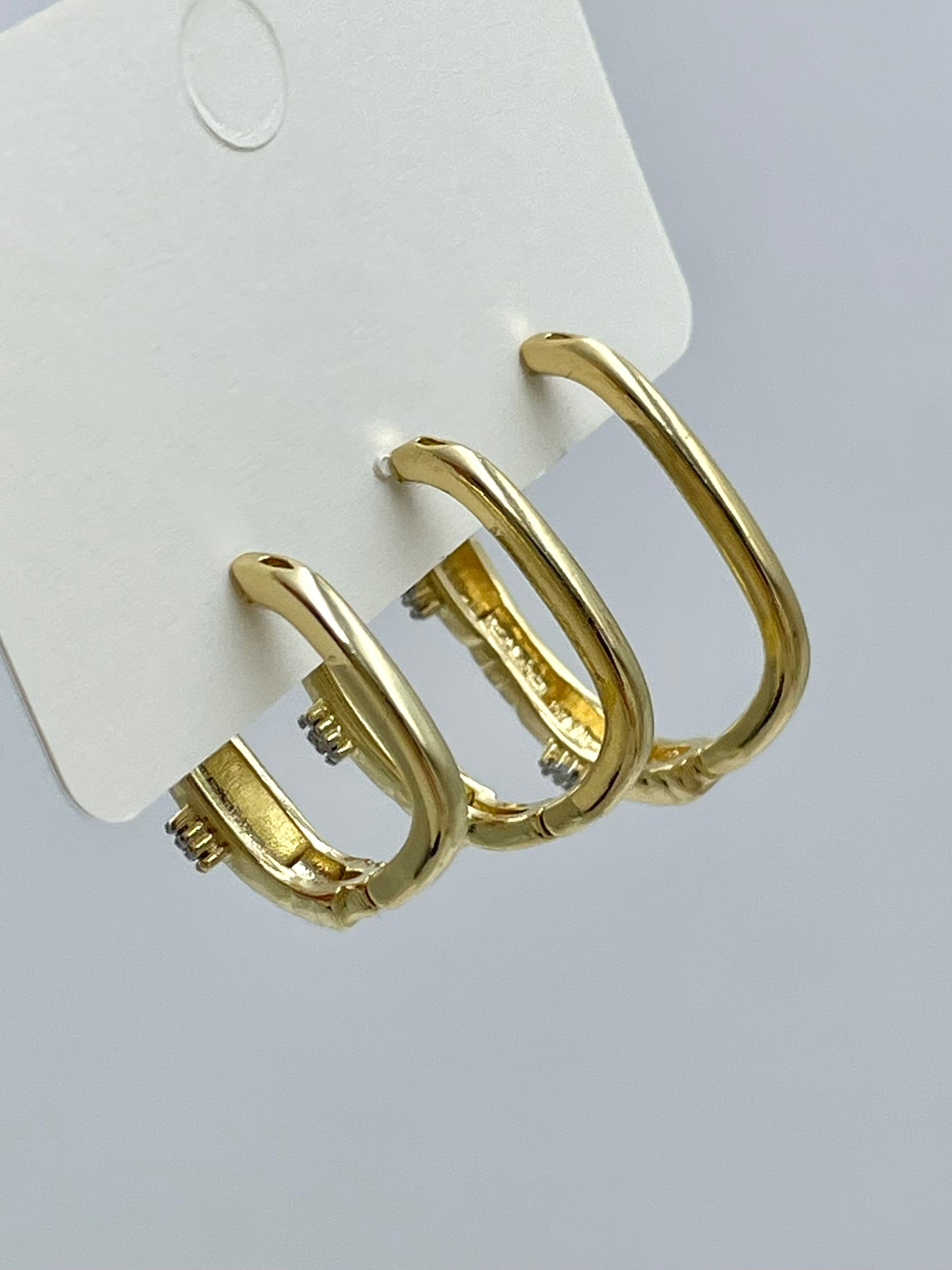 Altın Kaplama Üçlü Çift Renk U Set Küpe Gold