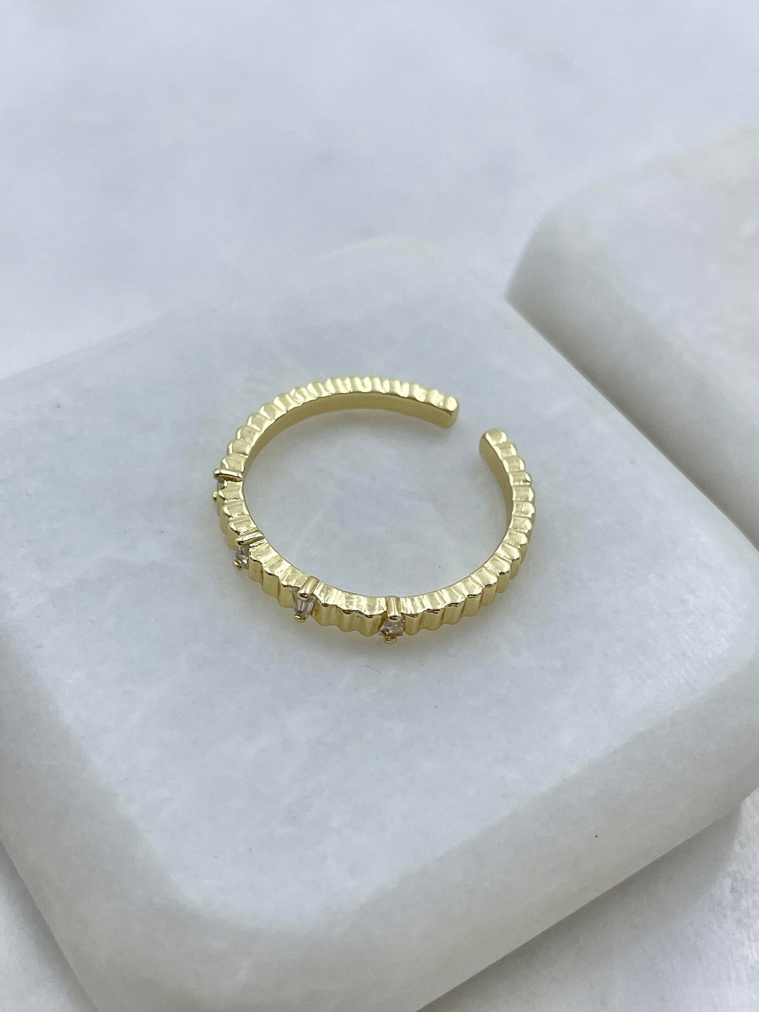 Altın Kaplama Baget Taşlı Merdiven Model Yüzük Gold