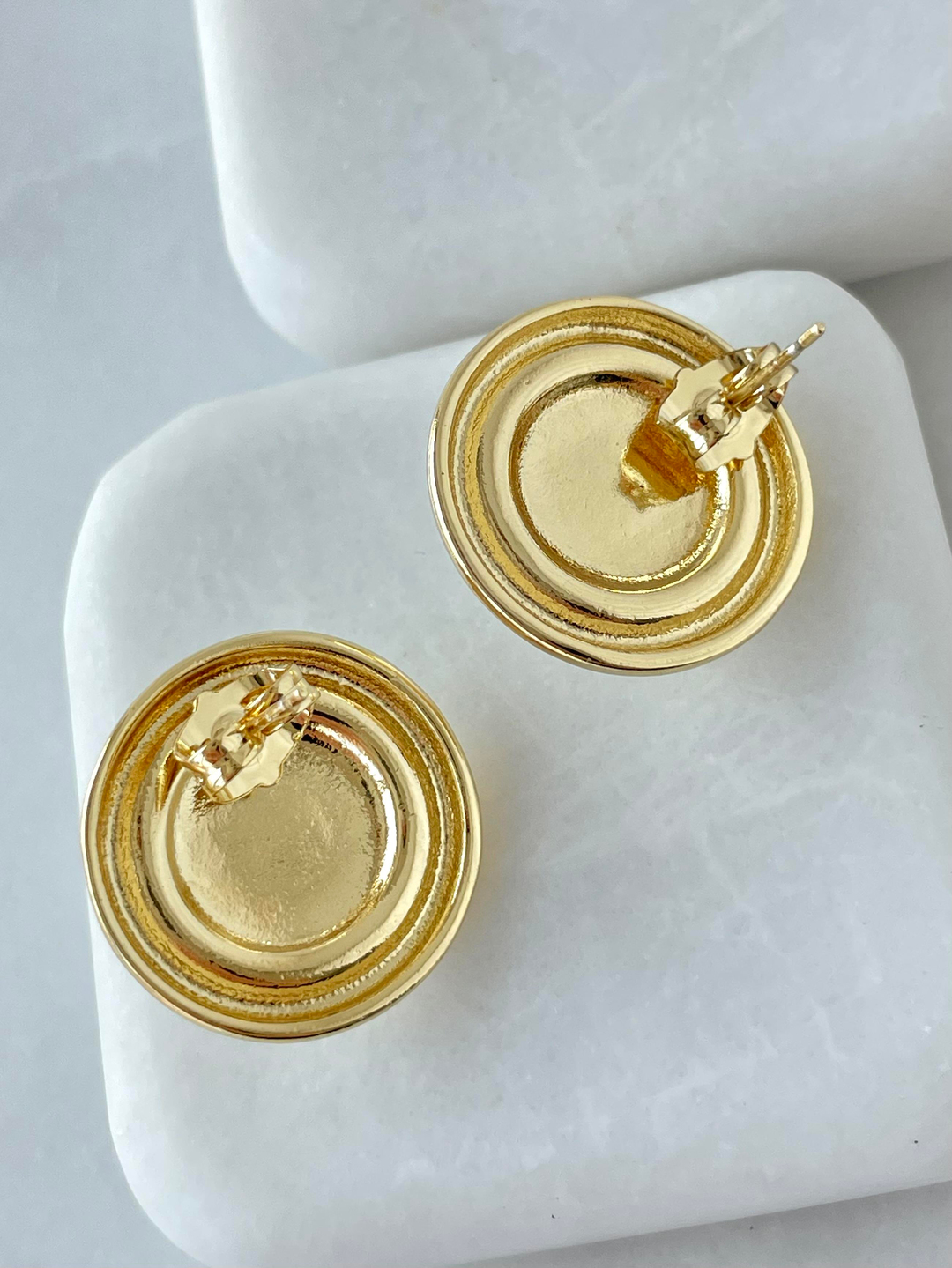 Altın Kaplama Parlak Taşlı Daire Küpe Yeşil