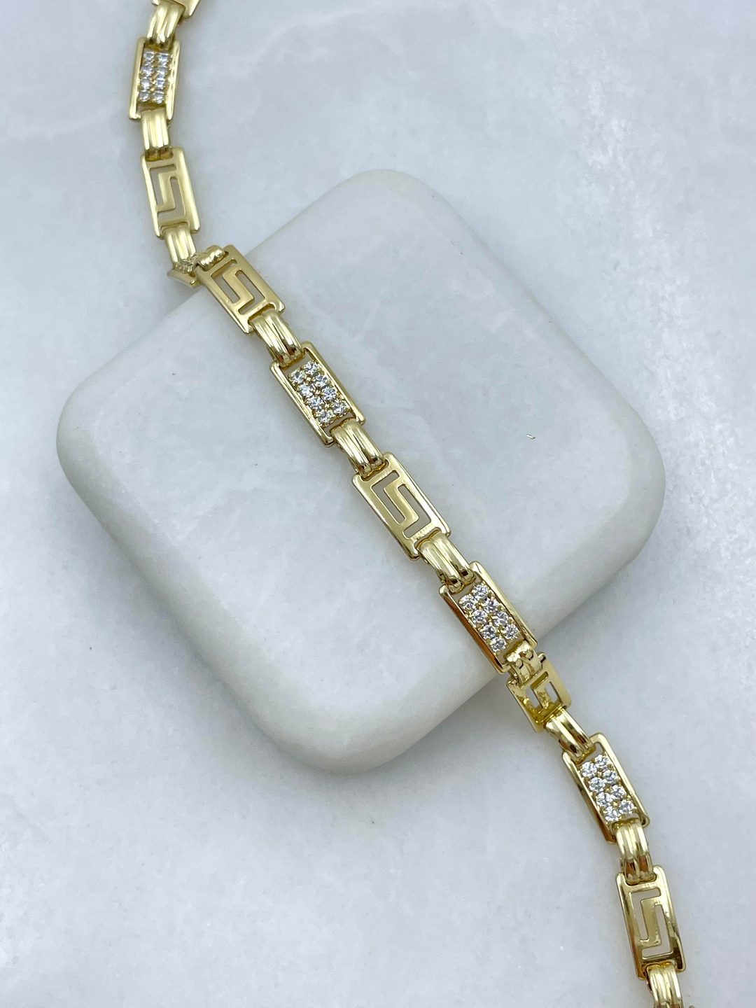 Özel Seri Kristal Taşlı S Model Tasarım Bileklik Gold