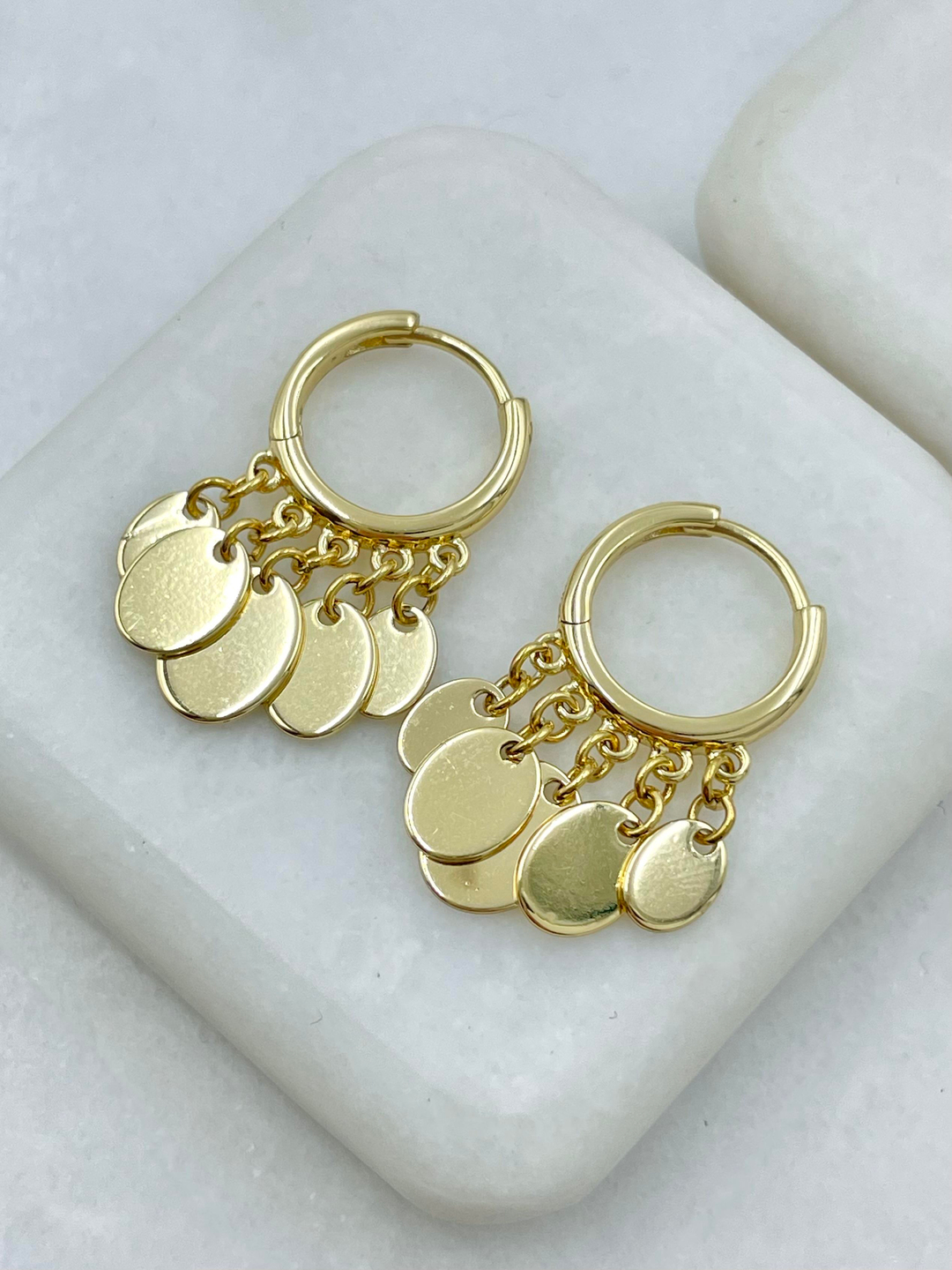 Özel Seri Pul Sallantılı Halka Küpe Gold