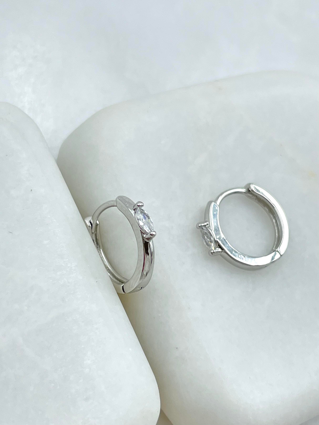 Özel Seri Kristal Taş Halka Küpe Gümüş