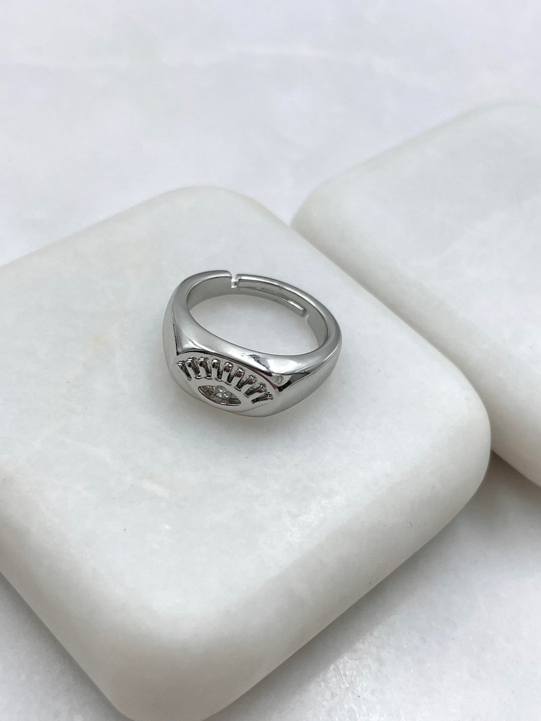 Altın Kaplama Göz Model Serçe Parmak Yüzüğü Gümüş