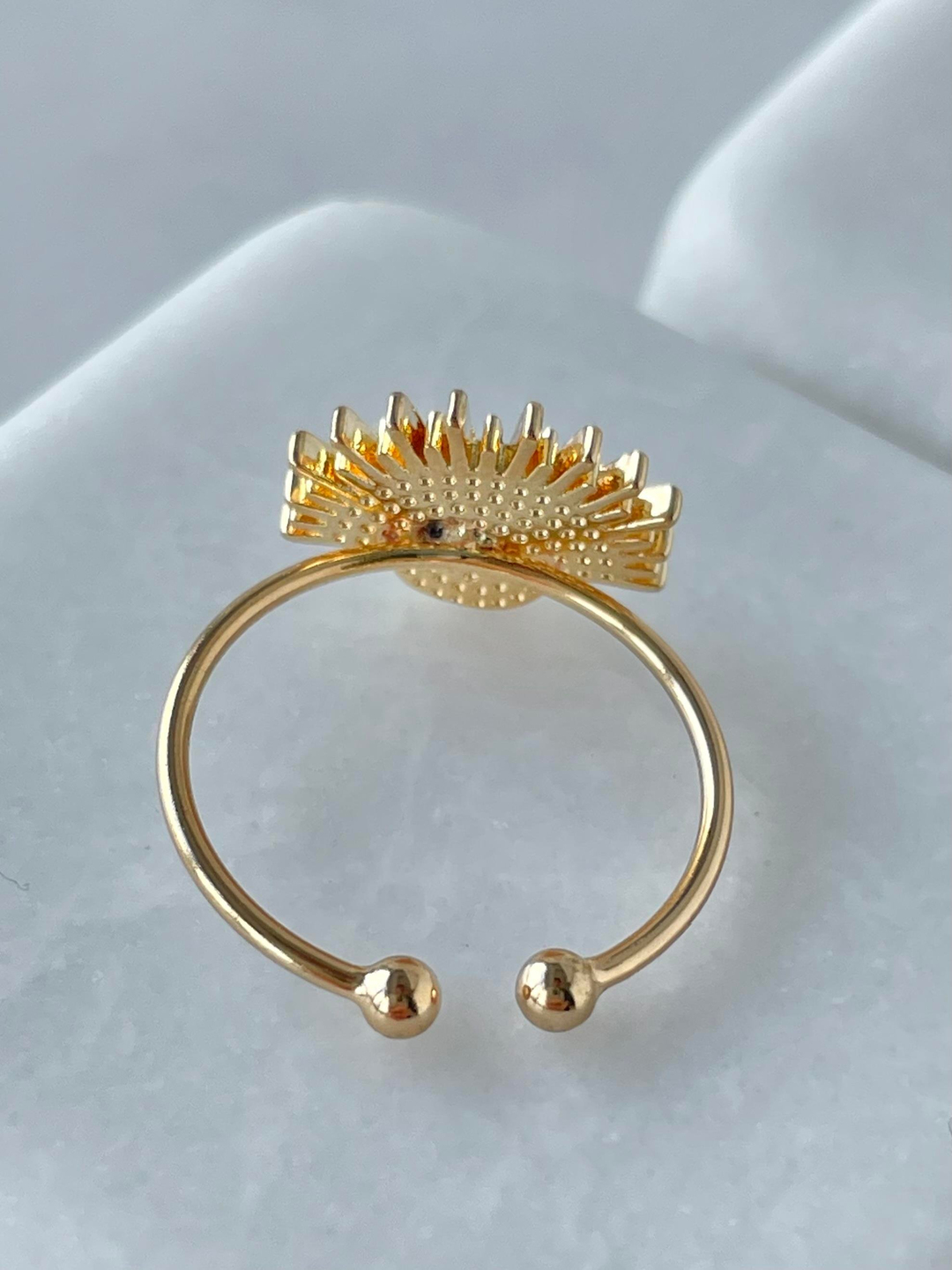 Altın Kaplama Opal Taşlı Güneş Model Yüzük Turkuaz Renk