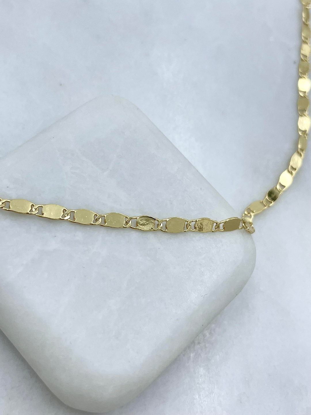 Altın Kaplama Dizi Ezme Plaka Zincir Kolye 60 cm Gold