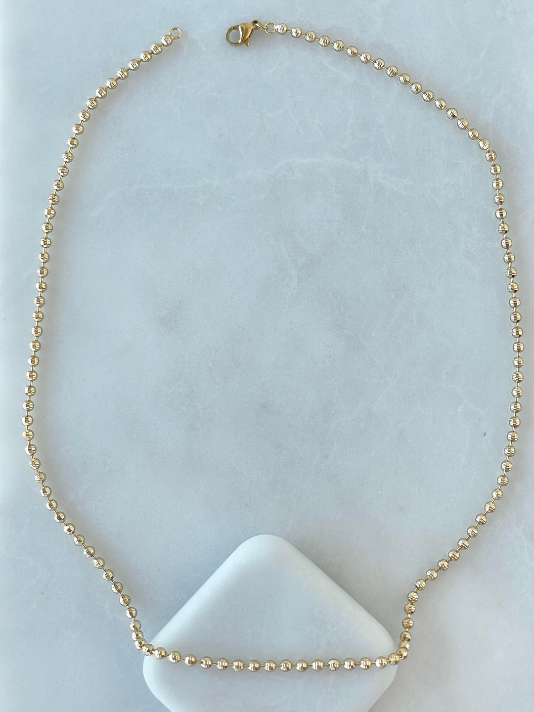 Özel Seri Işıltılı Top Zincir Kolye 50 cm Gold