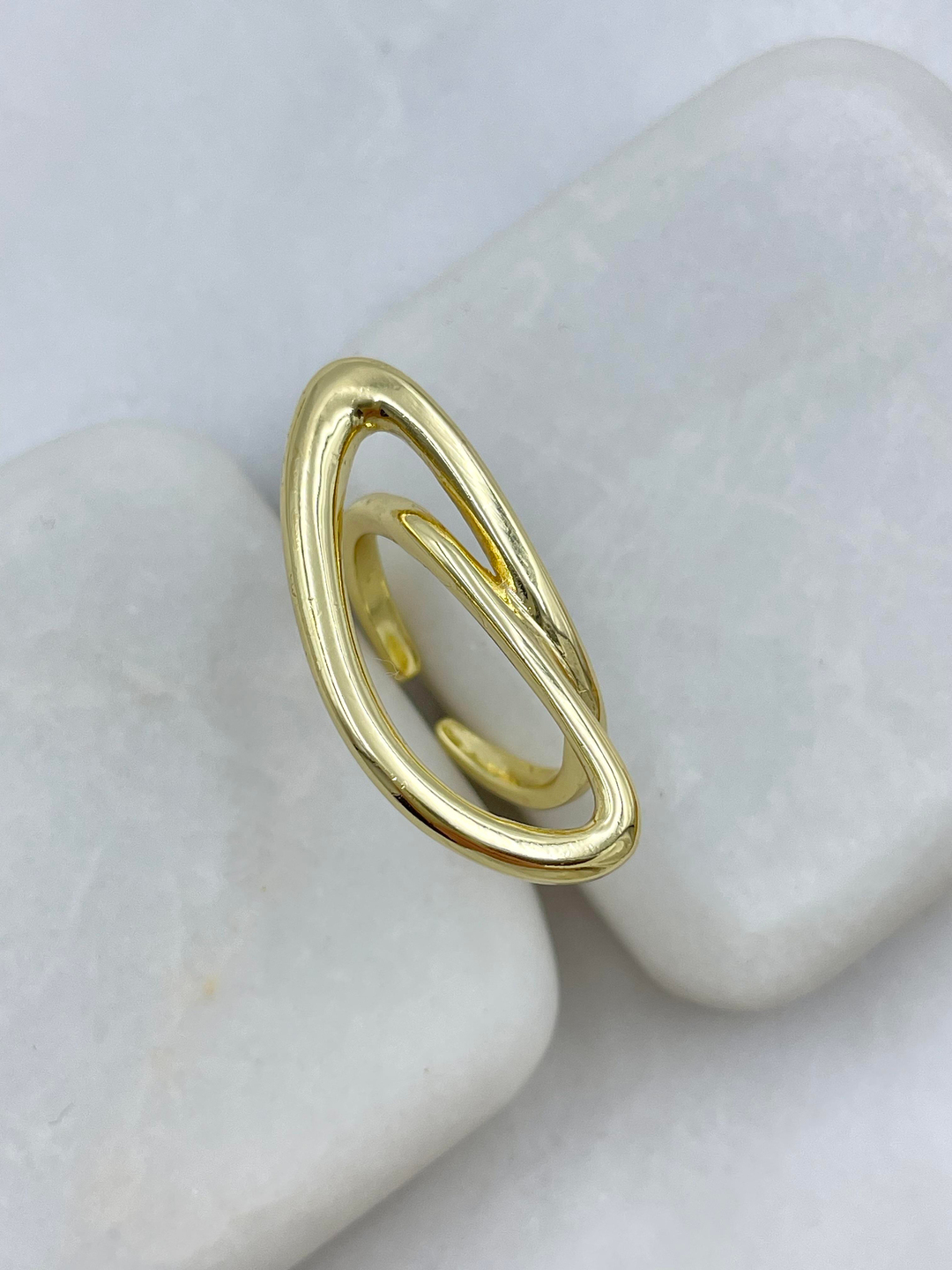 Altın Kaplama İçi Boş Asimetrik Yüzük Gold