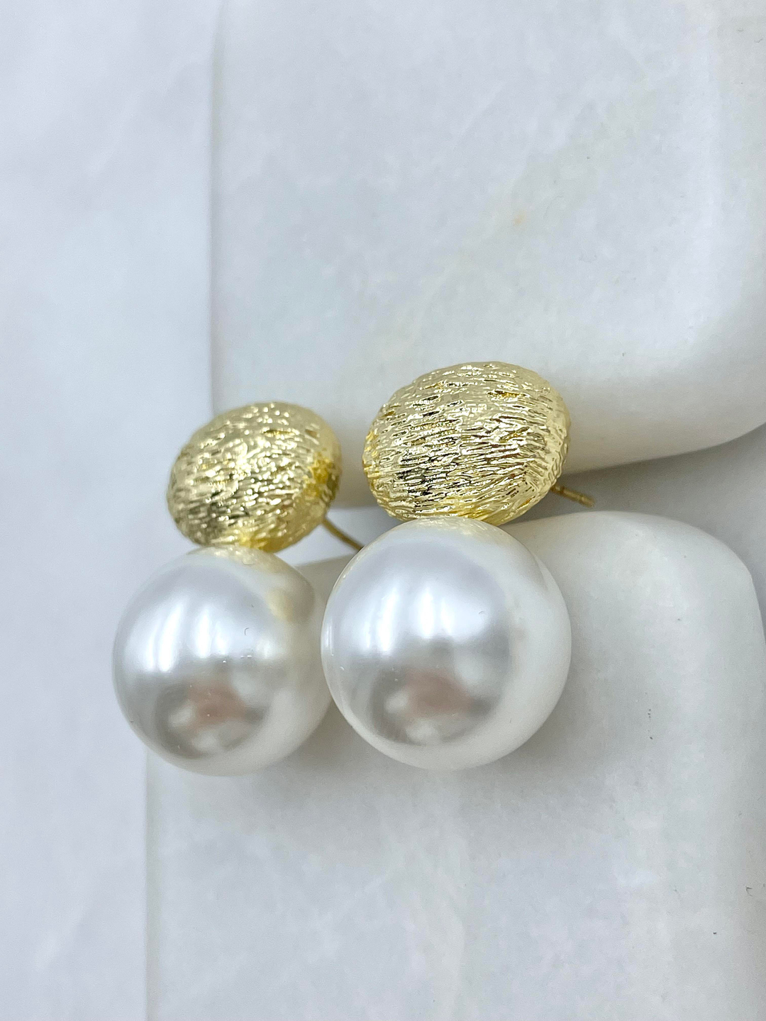 Altın Kaplama Gold Detaylı İnci Küpe Gold