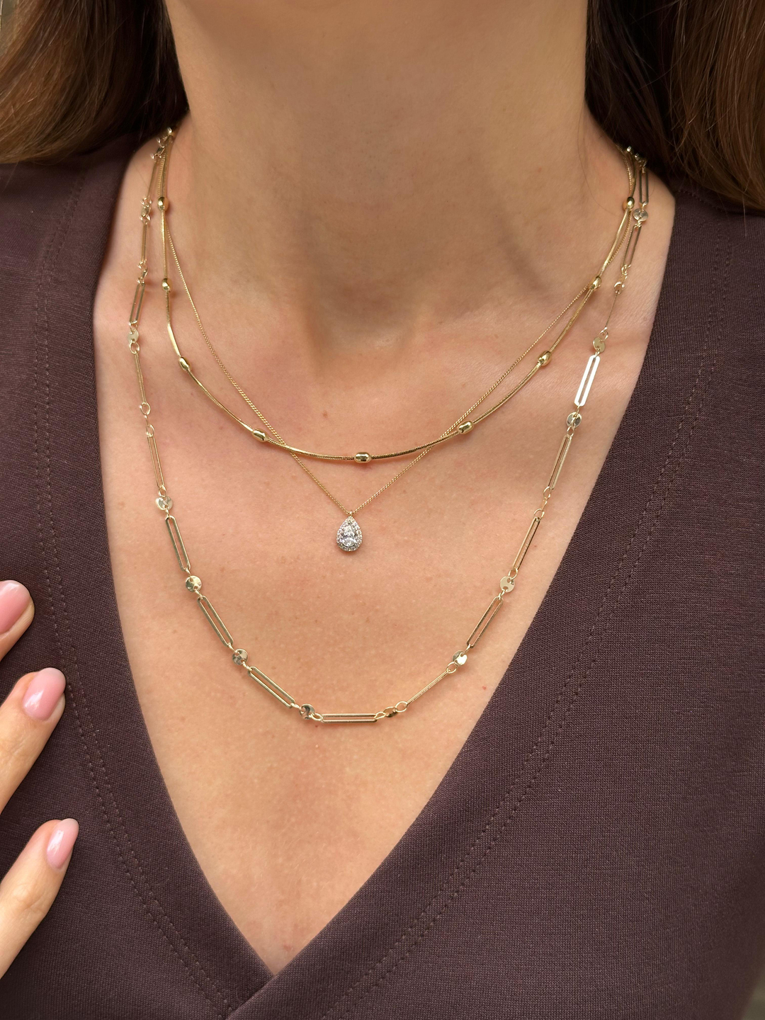 Özel Seri Minimal Oval Detaylı Kolye 45 cm Gold