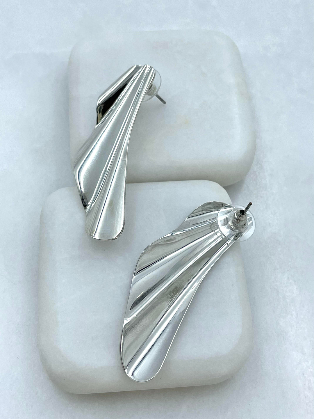 Altın Kaplama Dalga Plaka Küpe Gümüş