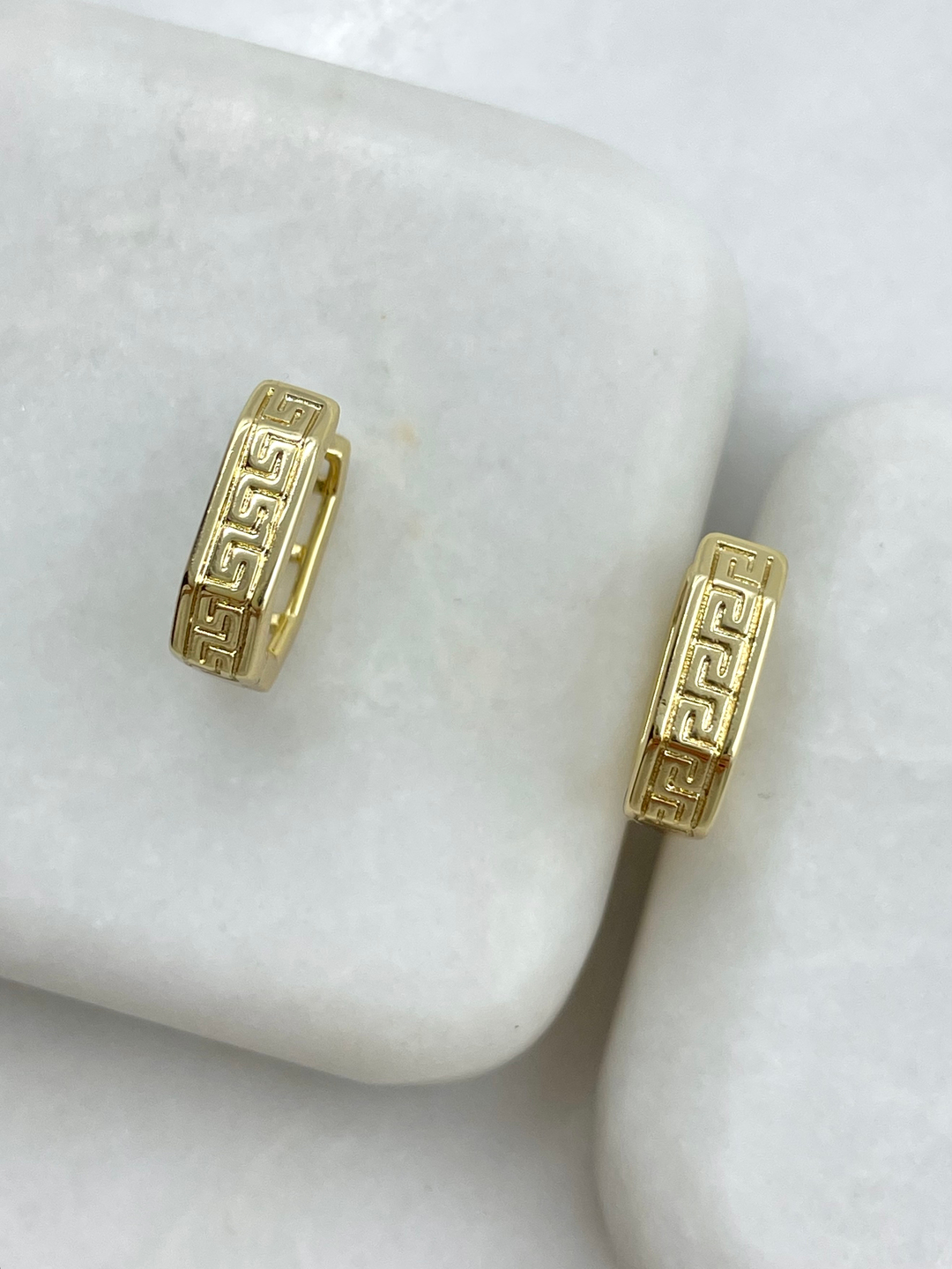 Özel Seri Köşeli Etnik Desen Küpe Gold