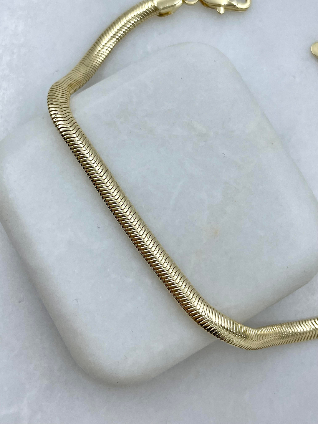 Altın Kaplama İnce Yassı Yılan Zincir Bileklik Gold